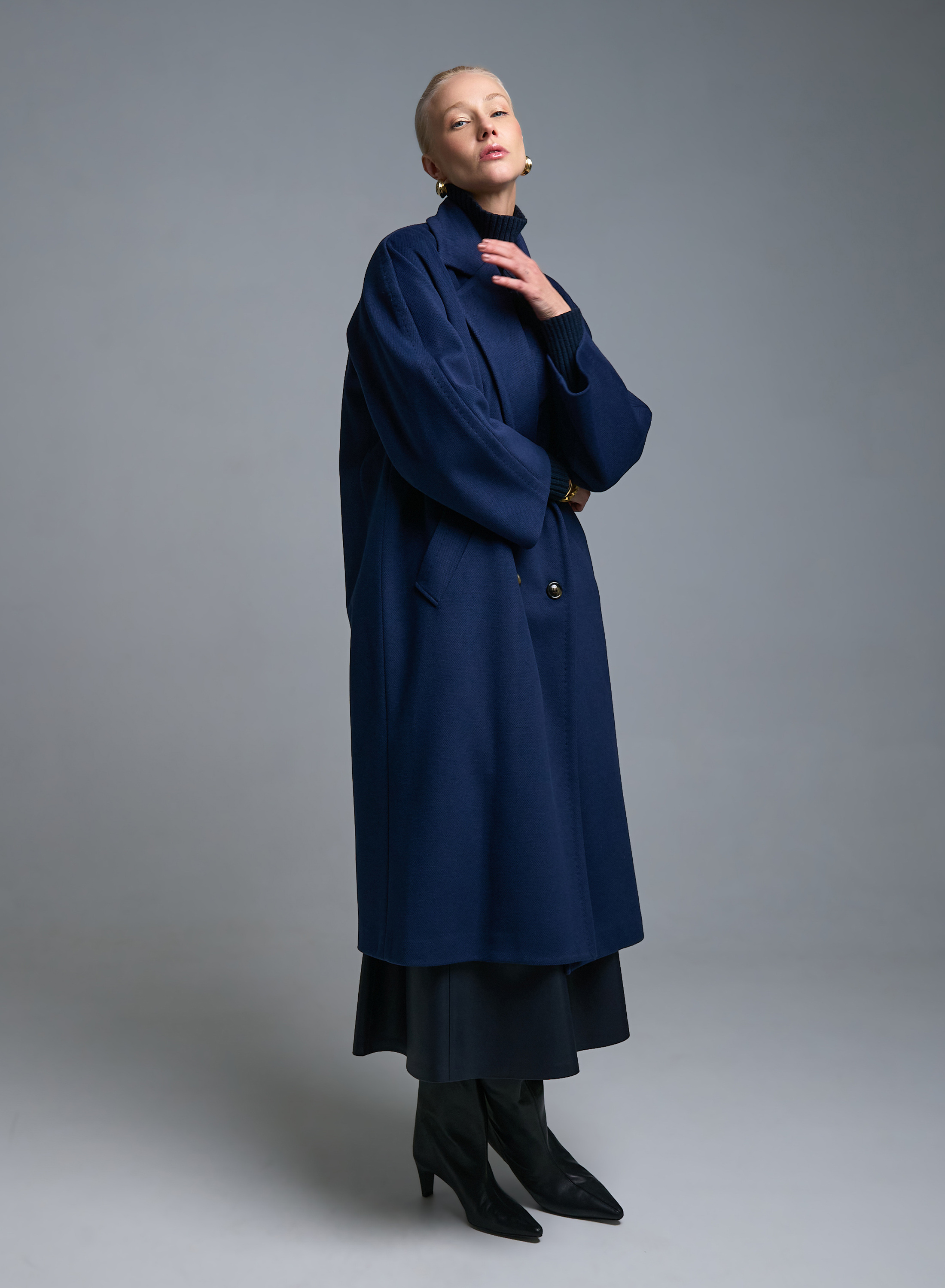 Μπλε σταυροκούμπωτο Παλτό Tensione In - 3