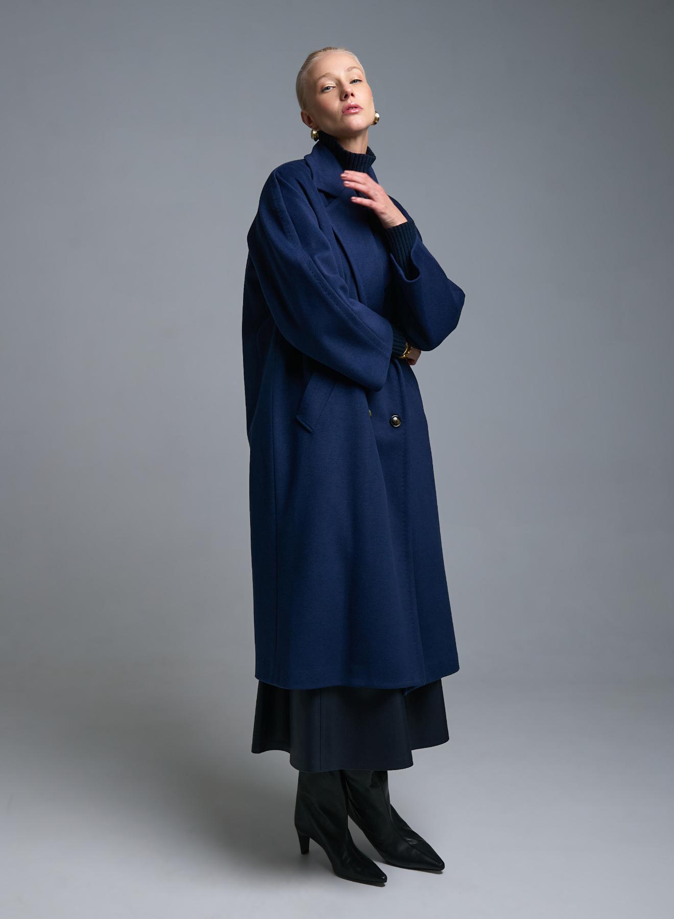 Μπλε σταυροκούμπωτο Παλτό Tensione In - 4