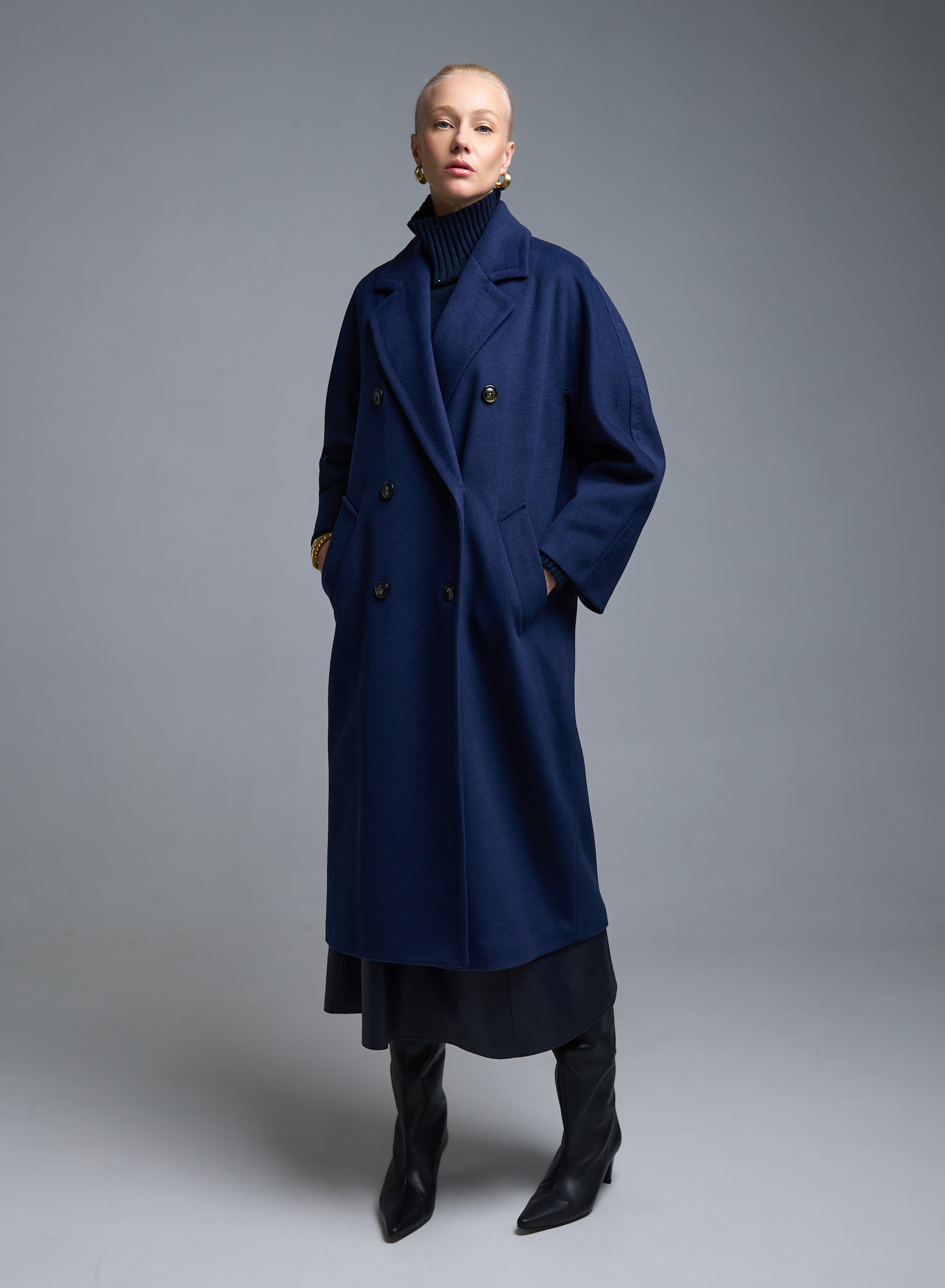 Μπλε σταυροκούμπωτο Παλτό Tensione In - 0