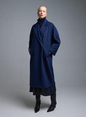 Μπλε σταυροκούμπωτο Παλτό Tensione In - 53242