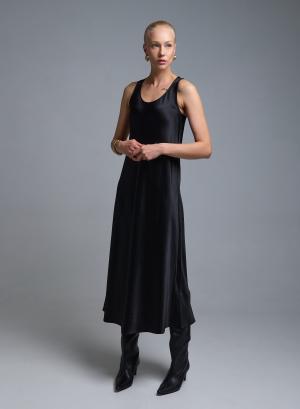 Μαύρο αμάνικο σατέν Φόρεμα Emme Marella - 53254