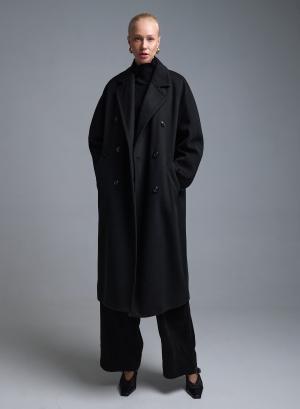 Μαύρο σταυροκούμπωτο Παλτό Tensione In - 53337