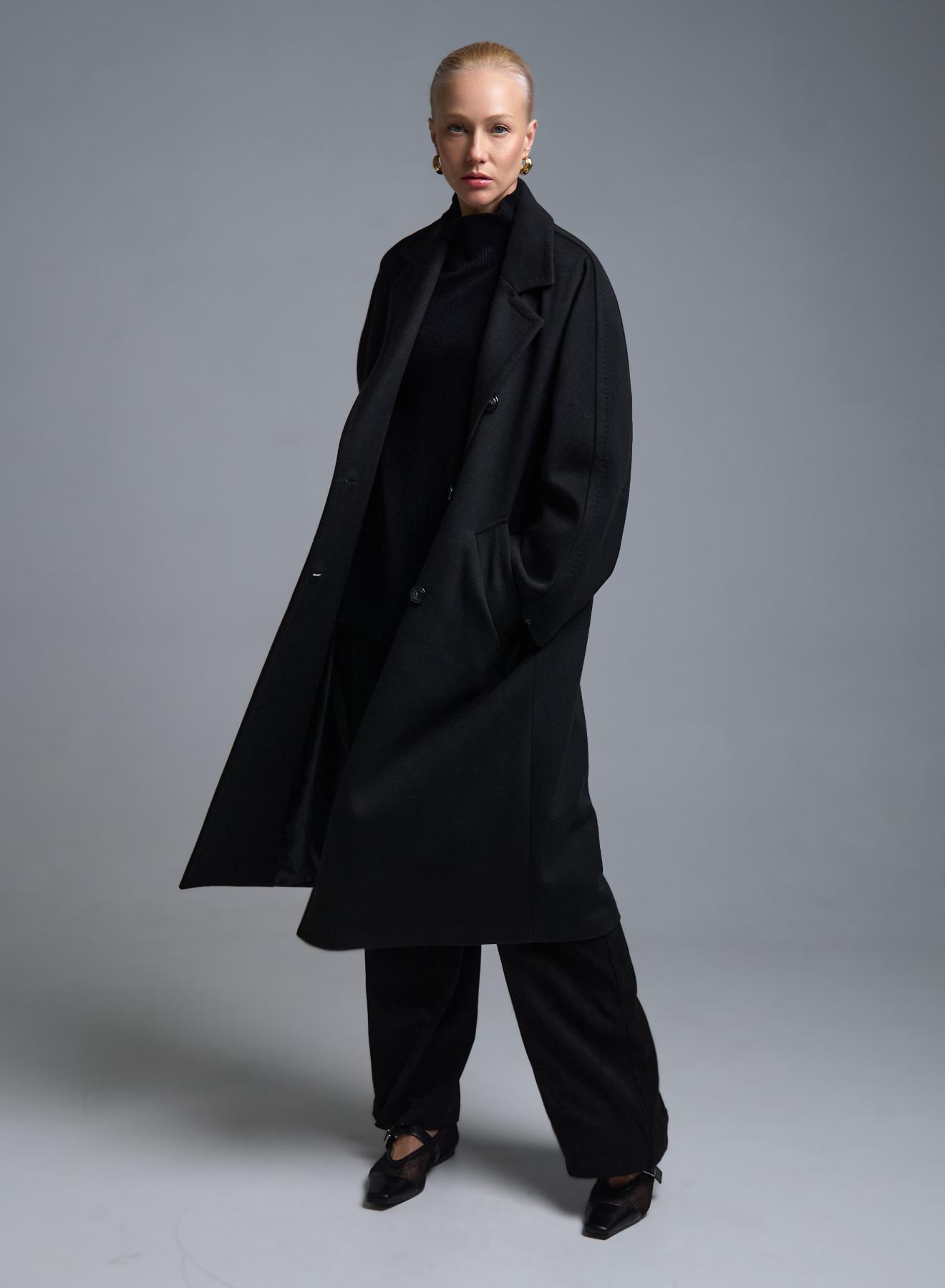 Μαύρο σταυροκούμπωτο Παλτό Tensione In - 4