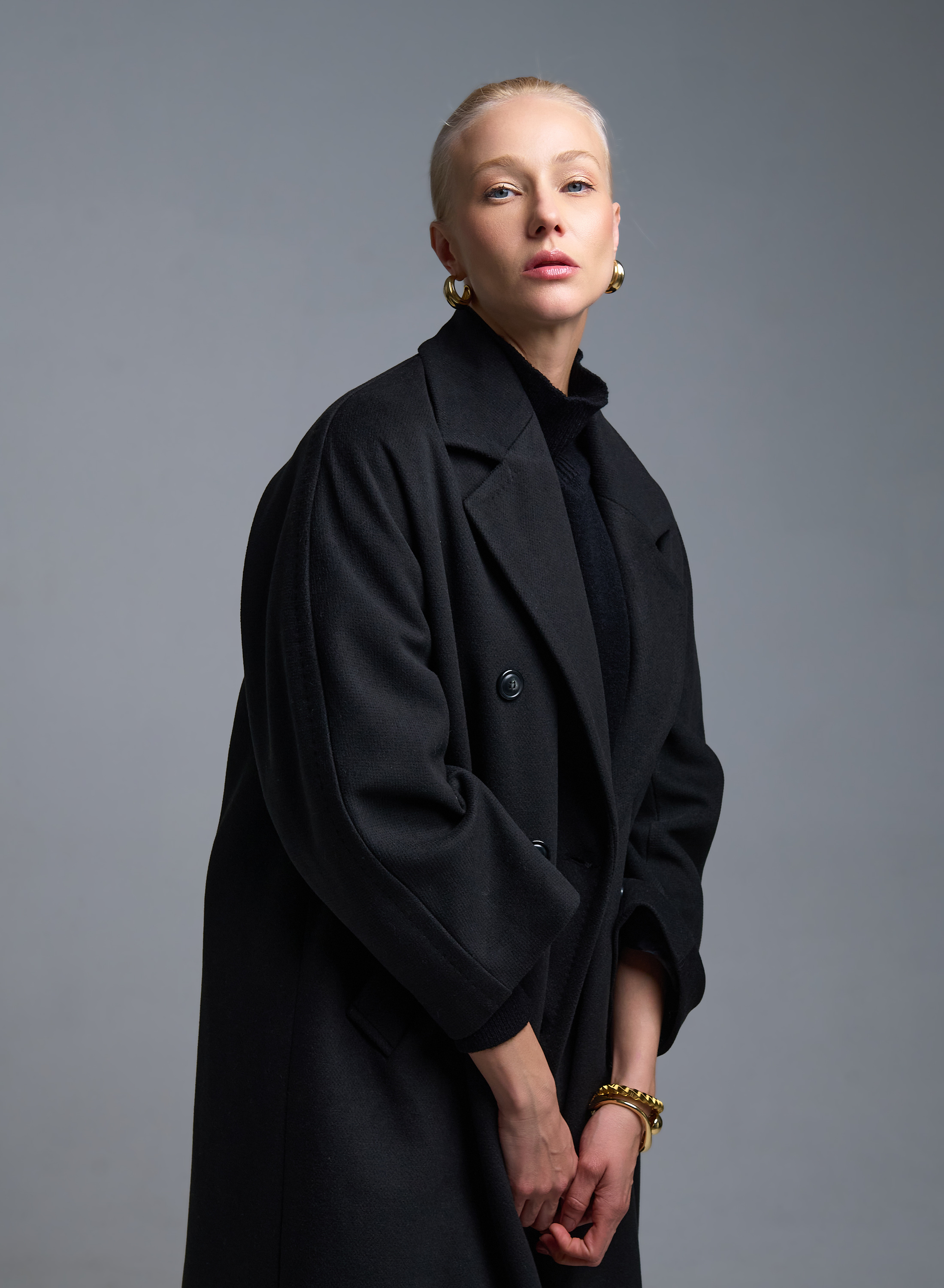 Μαύρο σταυροκούμπωτο Παλτό Tensione In - 1