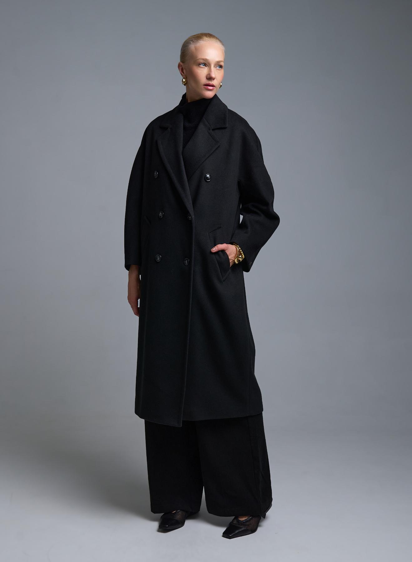 Μαύρο σταυροκούμπωτο Παλτό Tensione In - 5