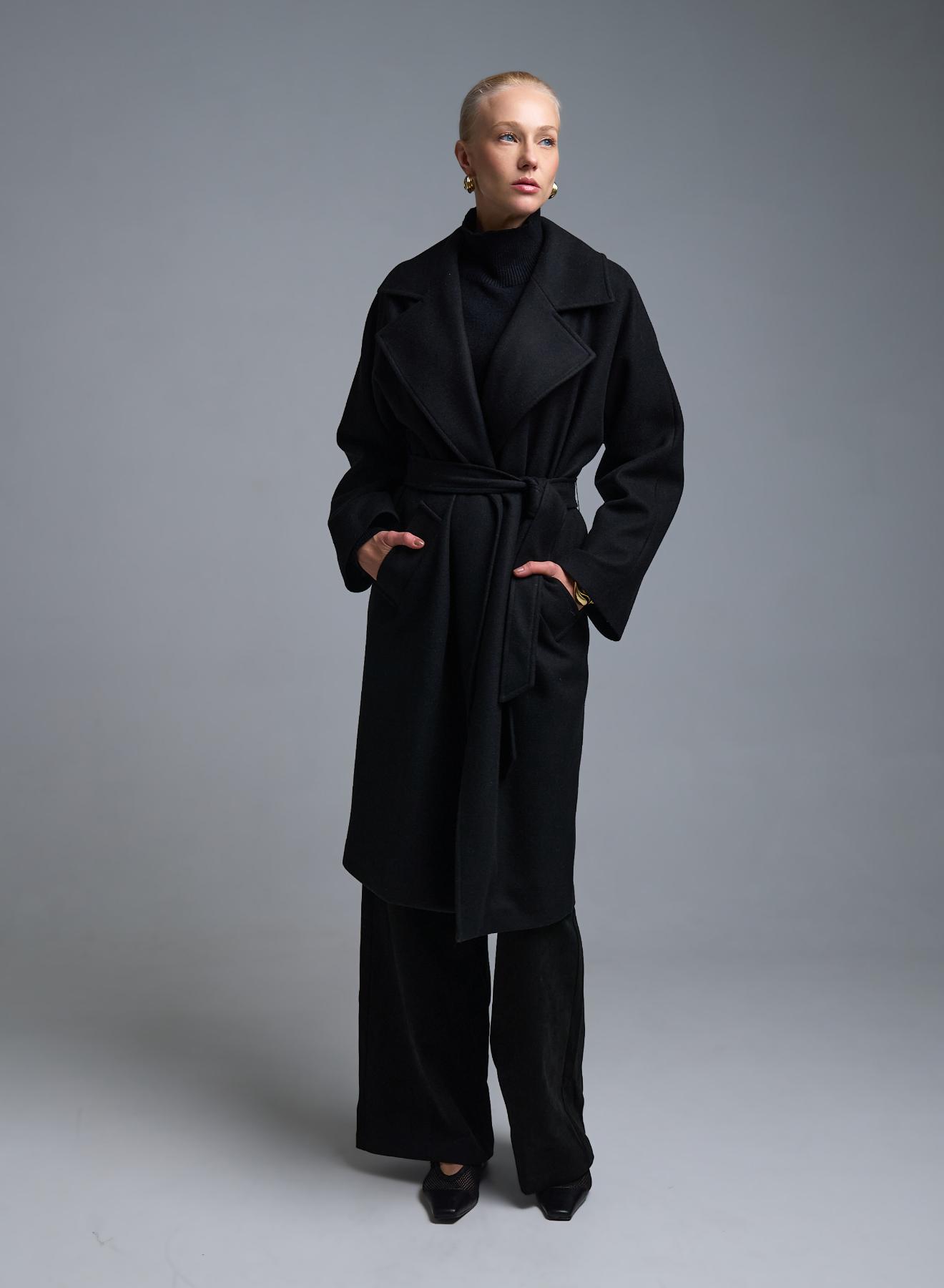 Μαύρο Παλτό με ζώνη Motel - 1