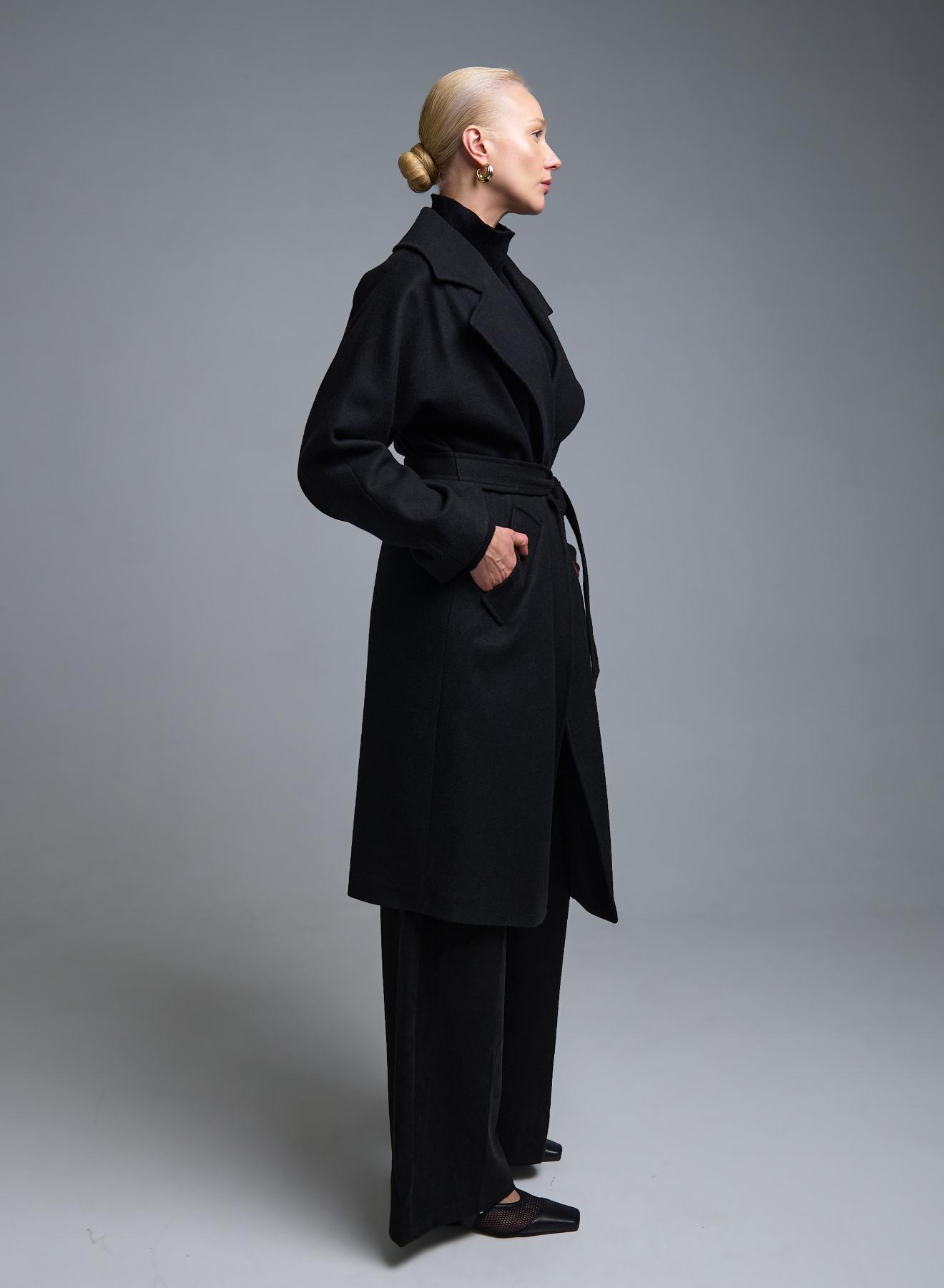 Μαύρο Παλτό με ζώνη Motel - 4