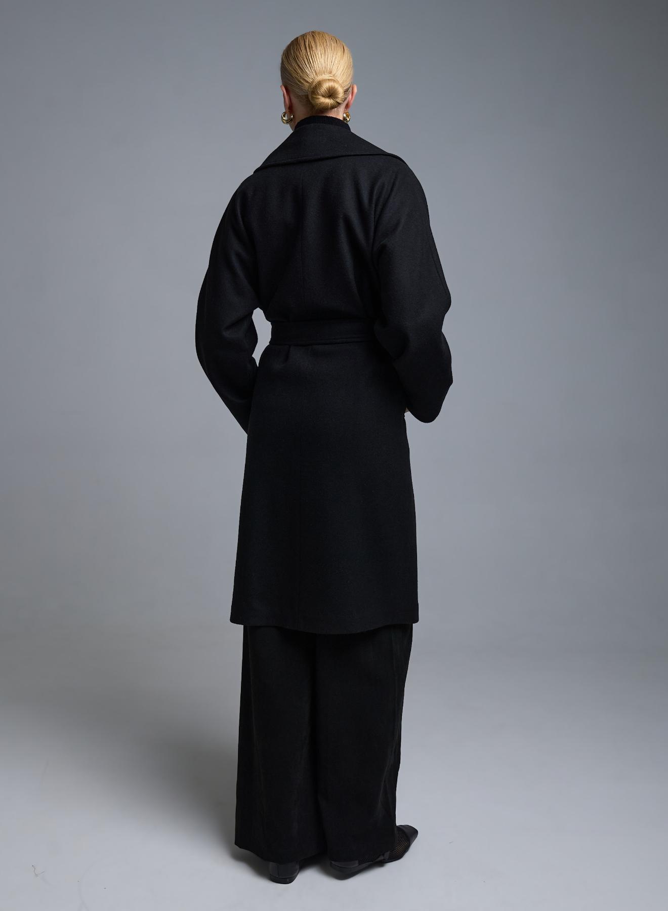 Μαύρο Παλτό με ζώνη Motel - 5