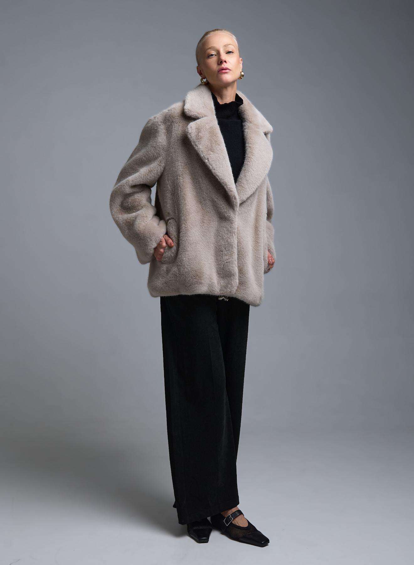 Γκρι του πάγου Μπουφάν με πέτο από οικολογική γούνα Motel - 3