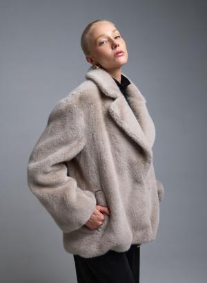 Γκρι του πάγου Μπουφάν με πέτο από οικολογική γούνα Motel - 53416