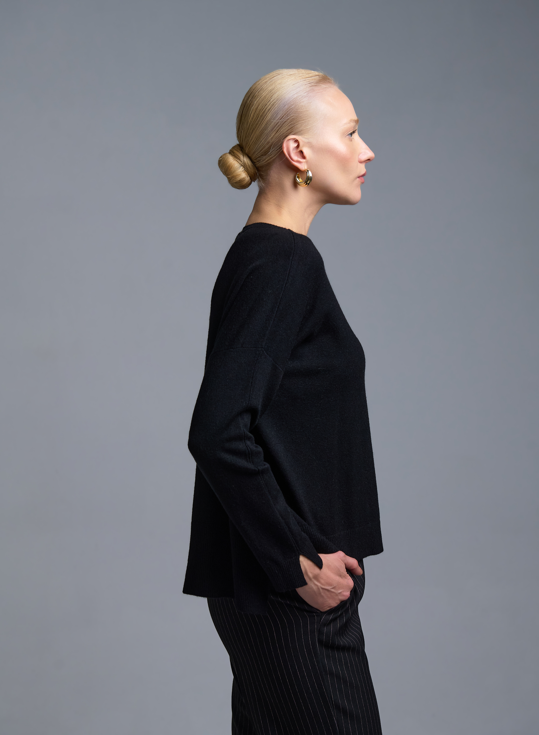 Black round neck Sweater Valentina Milano - 3