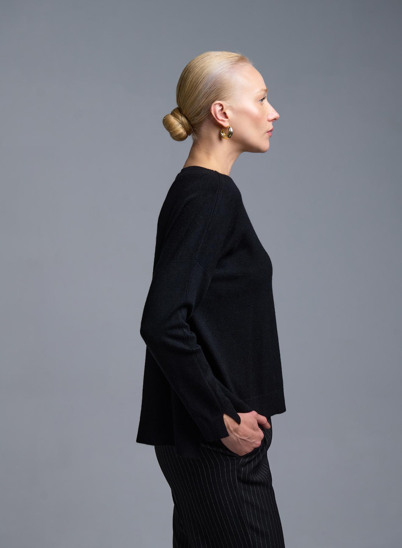 Black round neck Sweater Valentina Milano - 4
