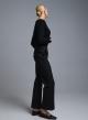 Black striped straight fit Trousers with turn ups and with elasticated rear waist Emme Marella - 2