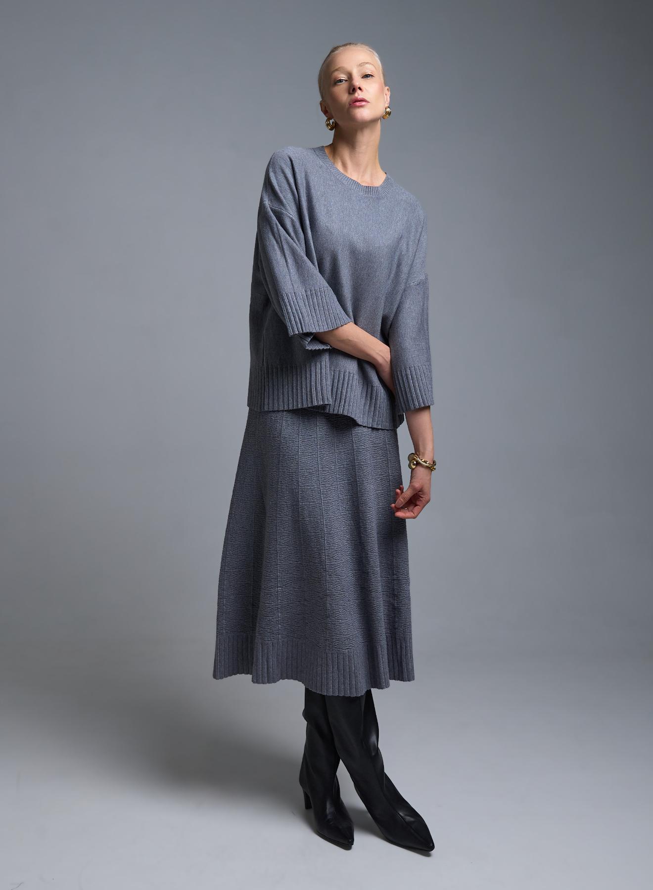 Γκρι Σετ Μπλούζα και Φούστα Lara - 1