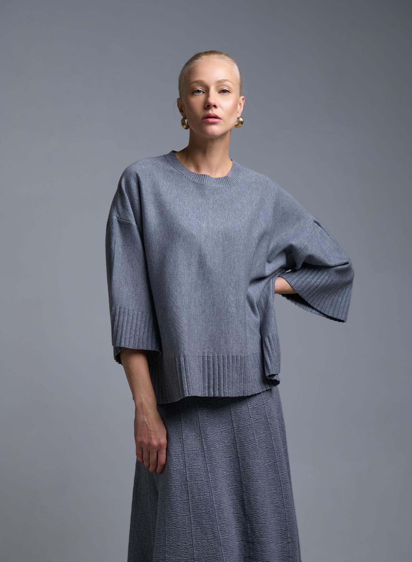 Γκρι Σετ Μπλούζα και Φούστα Lara - 2