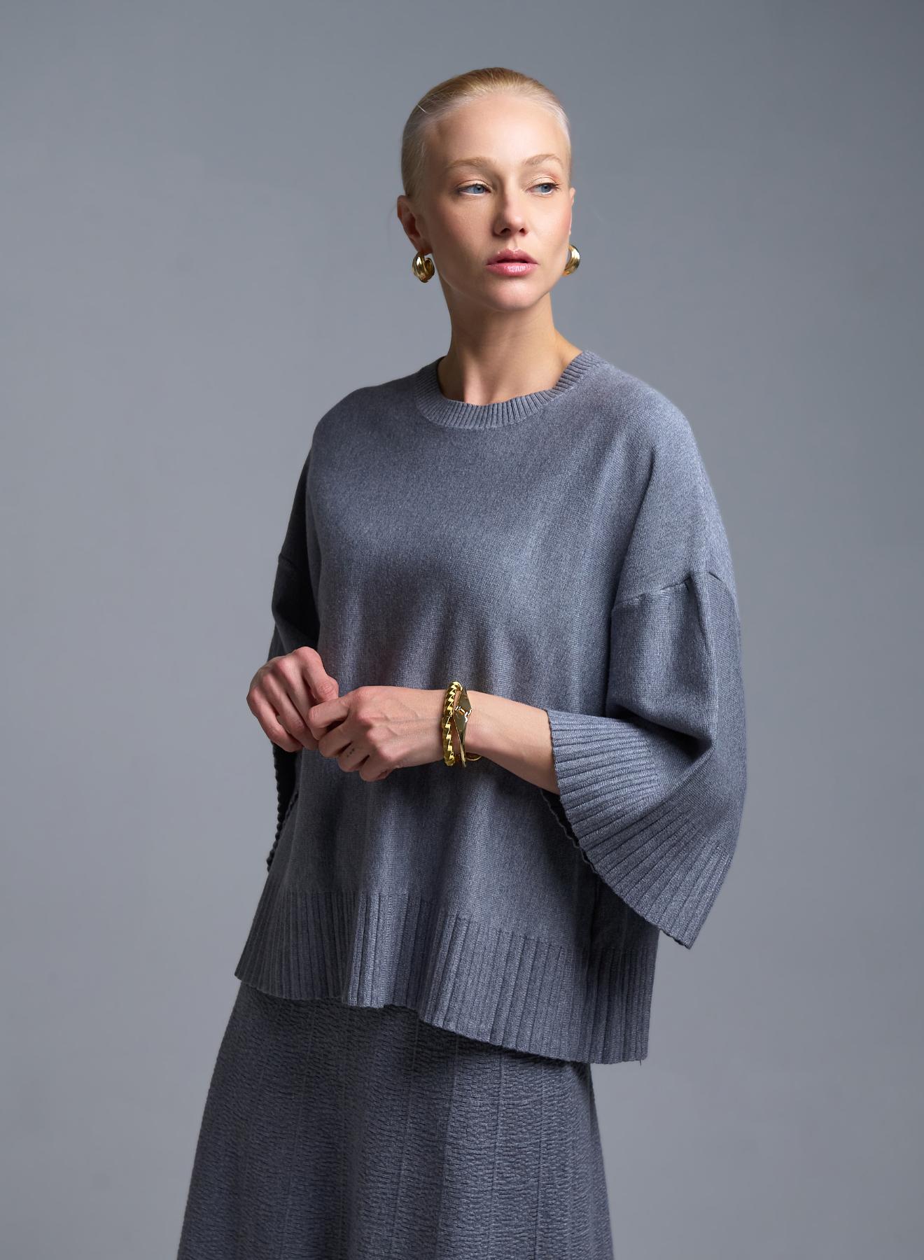 Γκρι Σετ Μπλούζα και Φούστα Lara - 4