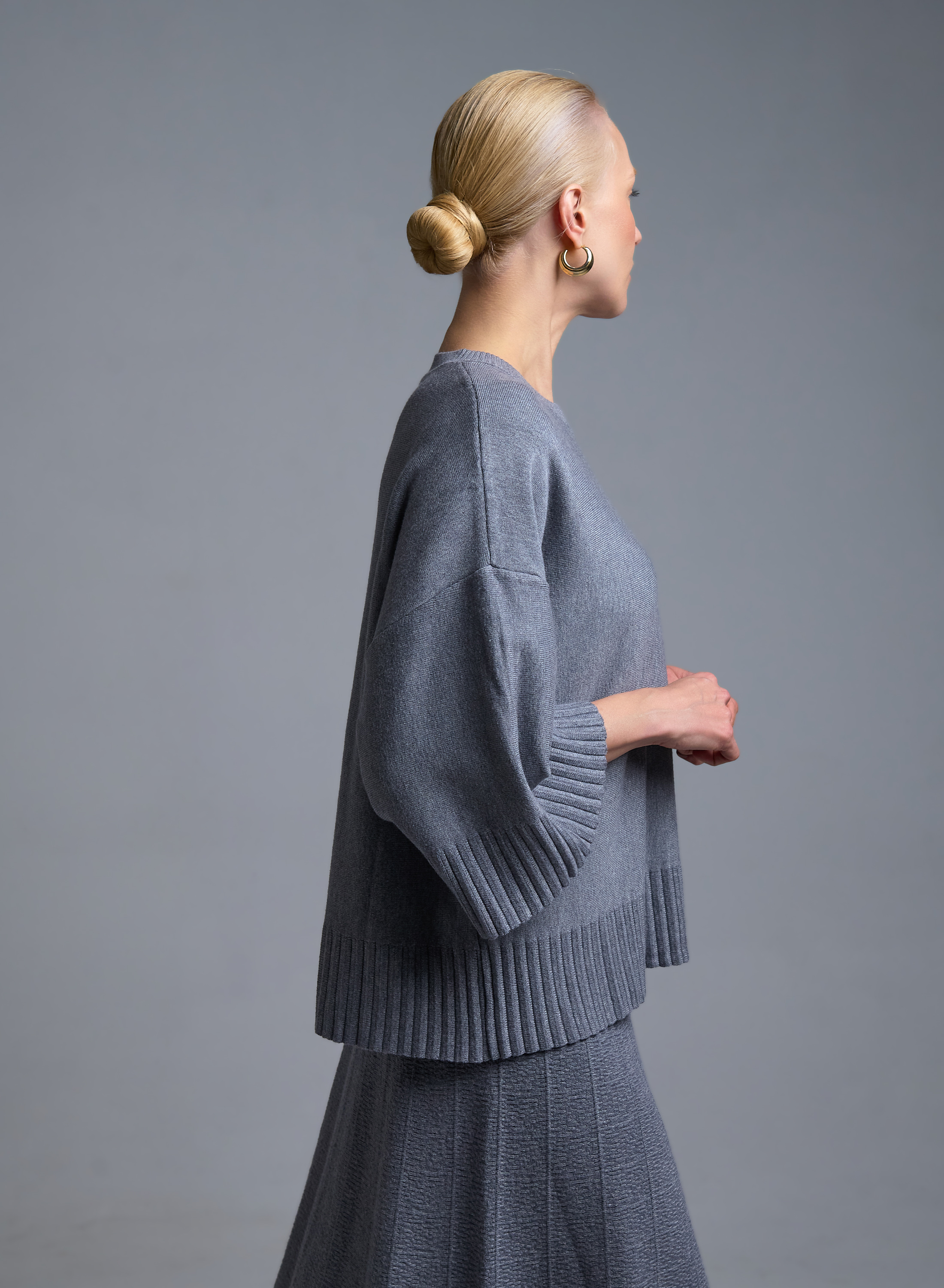 Γκρι Σετ Μπλούζα και Φούστα Lara - 4