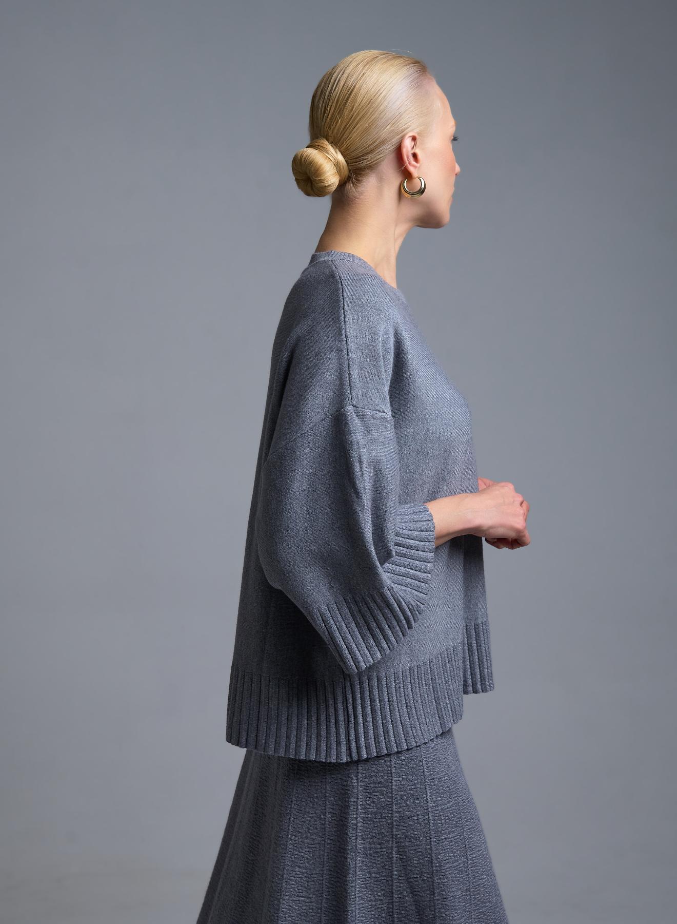 Γκρι Σετ Μπλούζα και Φούστα Lara - 5