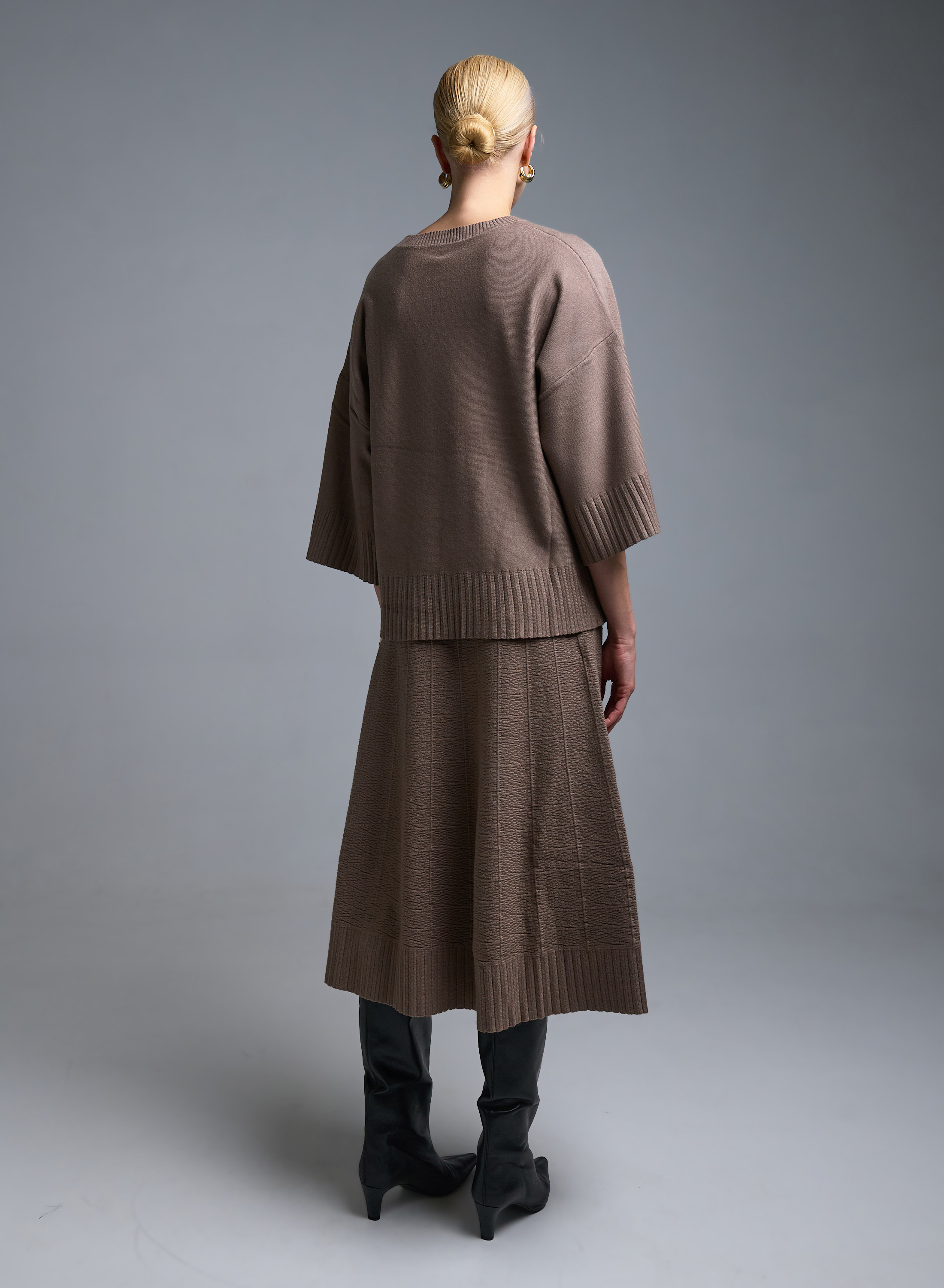 Taupe Σετ Μπλούζα και Φούστα Lara - 5