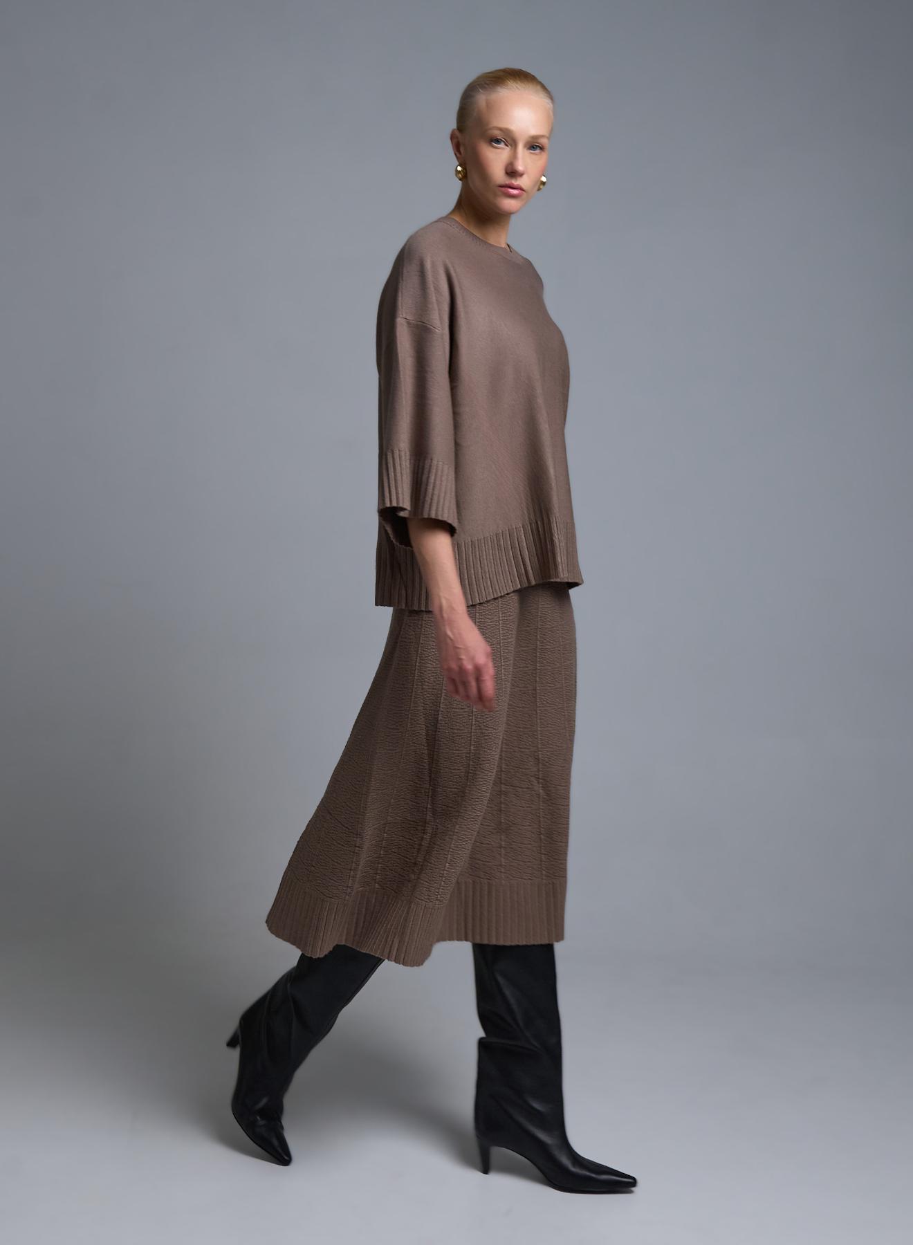 Taupe Σετ Μπλούζα και Φούστα Lara - 1