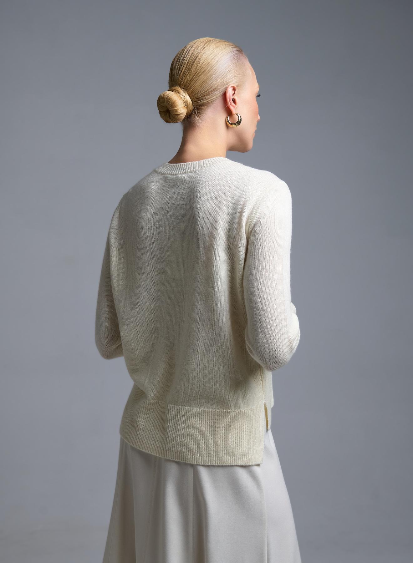 Βανίλια μάλλινο Πουλόβερ με ανάγλυφες λεπτομέρειες Emme Marella - 5