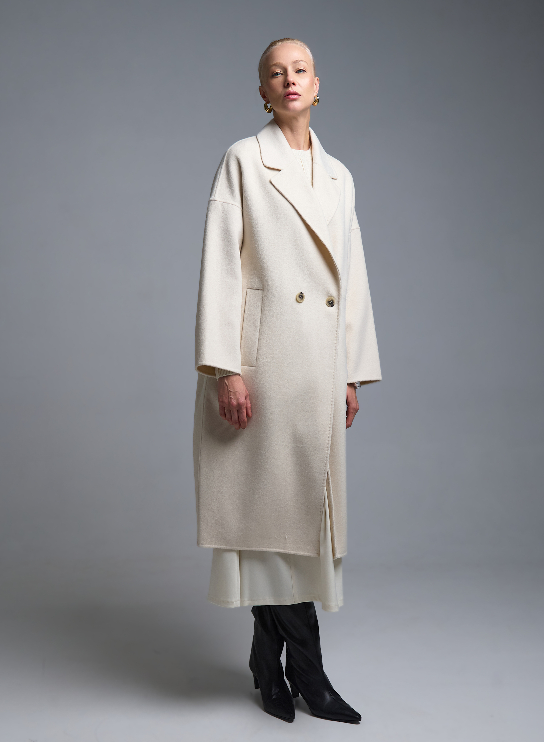 Ecru double breasted Coat Vicolo - 0