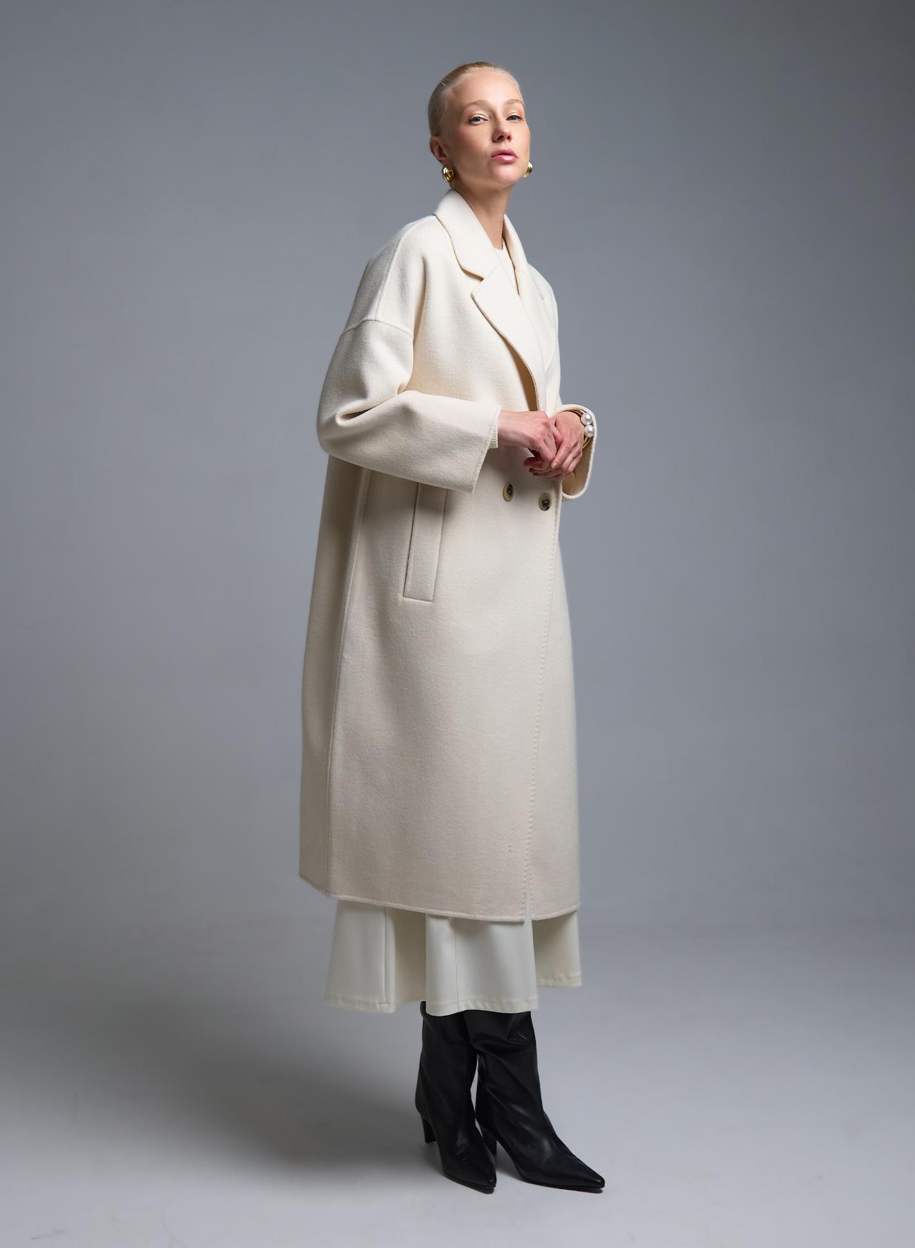 Ecru double breasted Coat Vicolo - 3