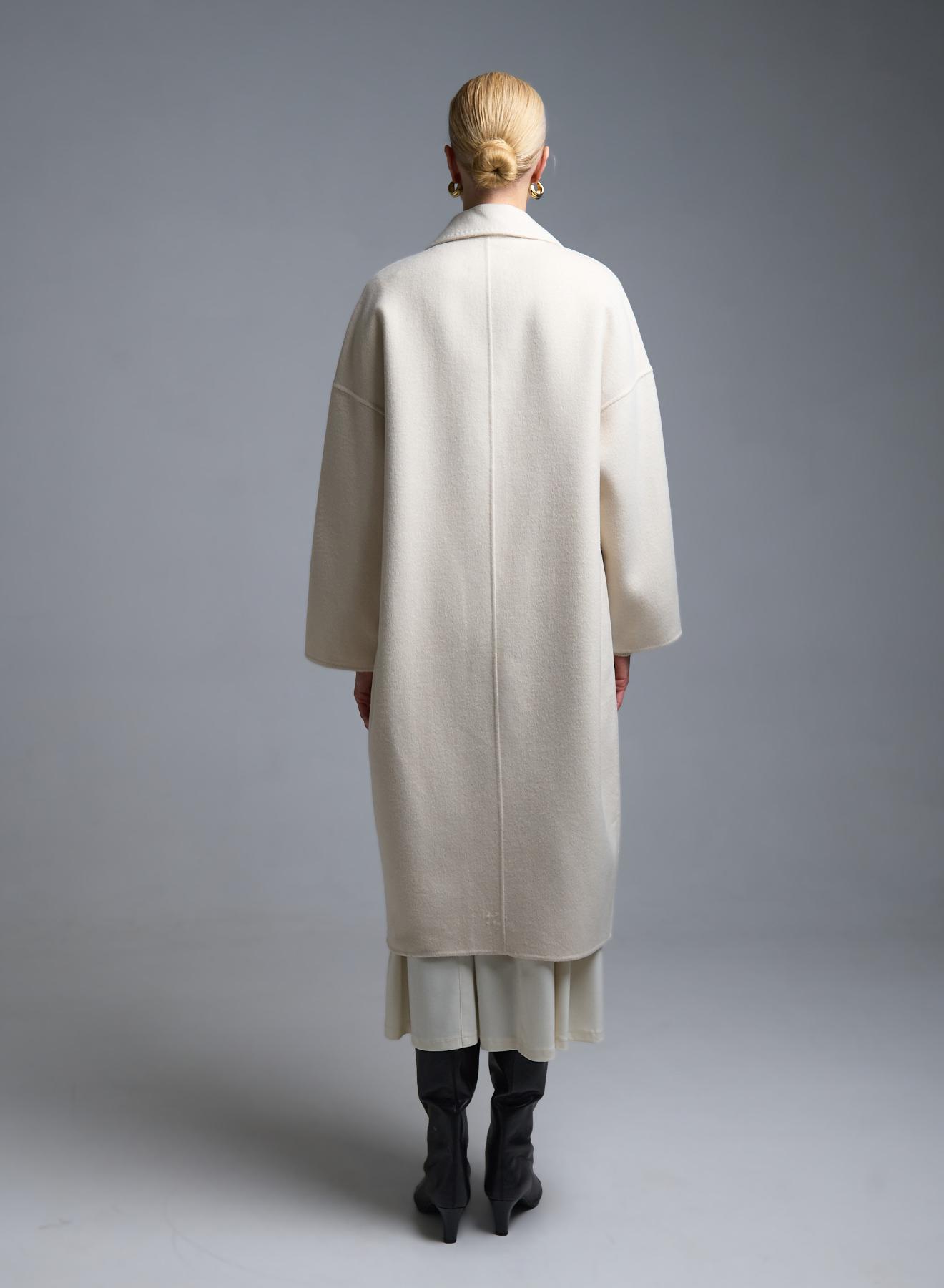 Ecru double breasted Coat Vicolo - 5