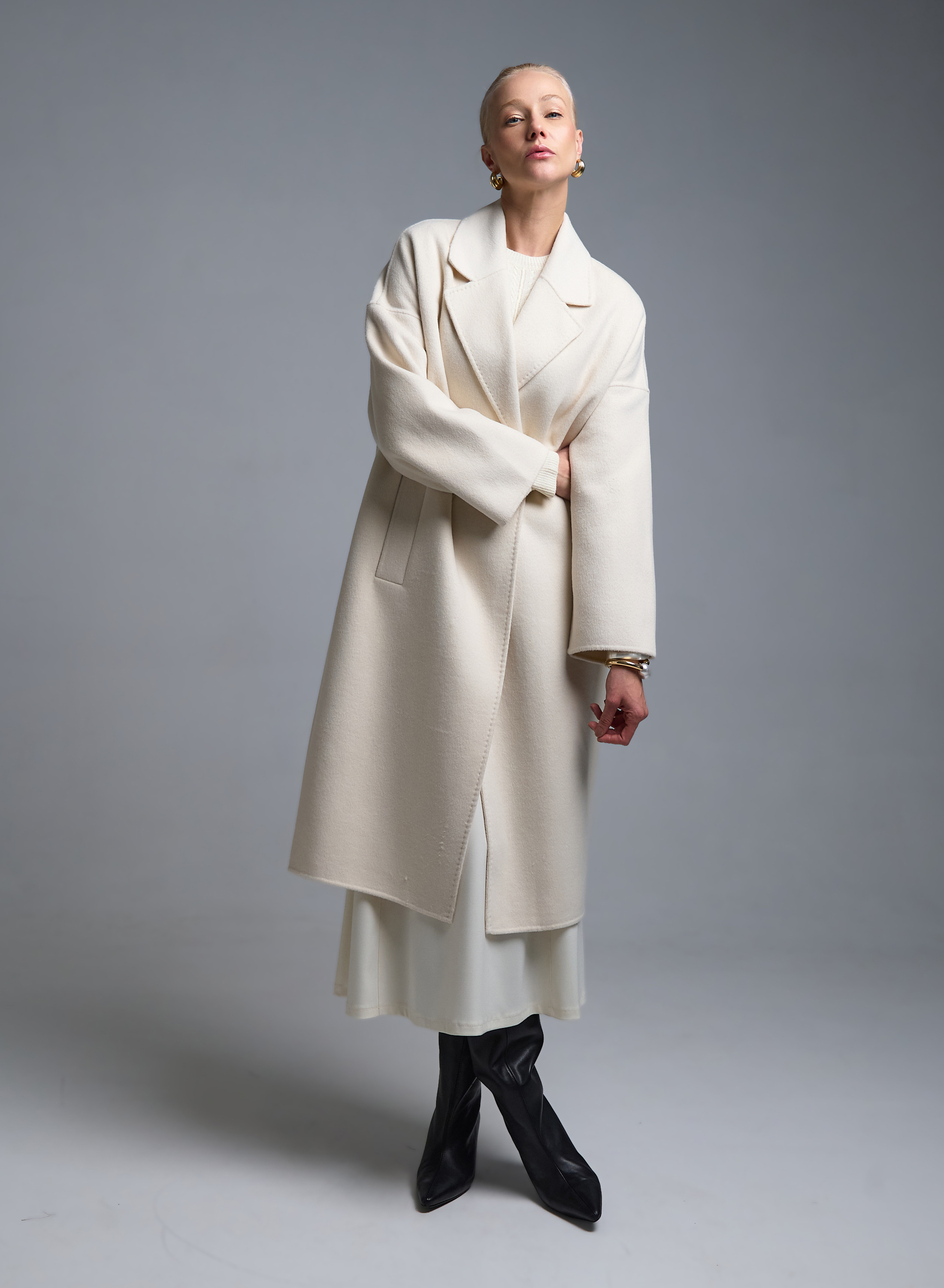 Ecru double breasted Coat Vicolo - 3