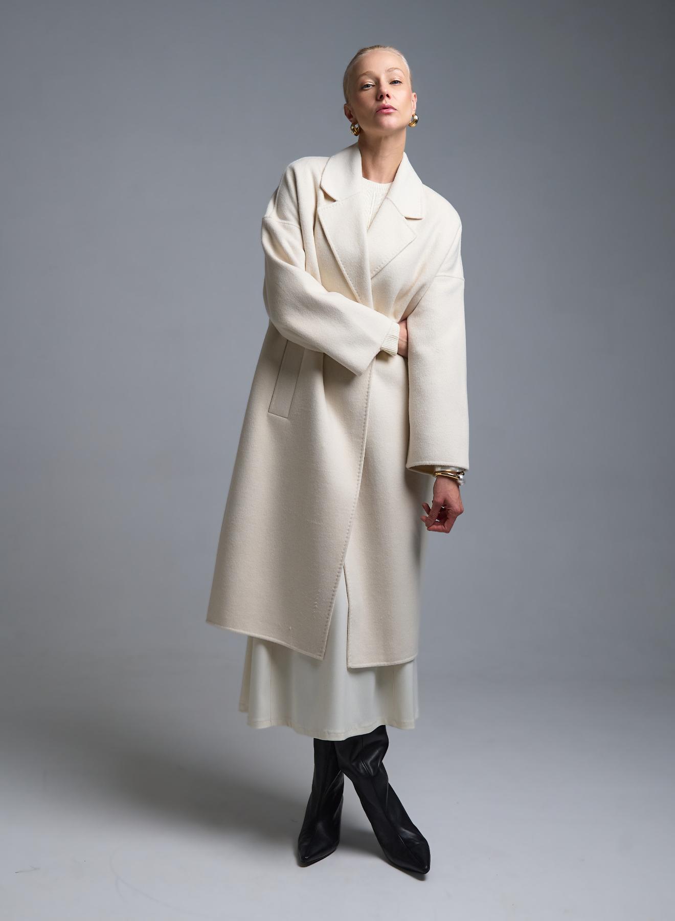 Ecru double breasted Coat Vicolo - 4
