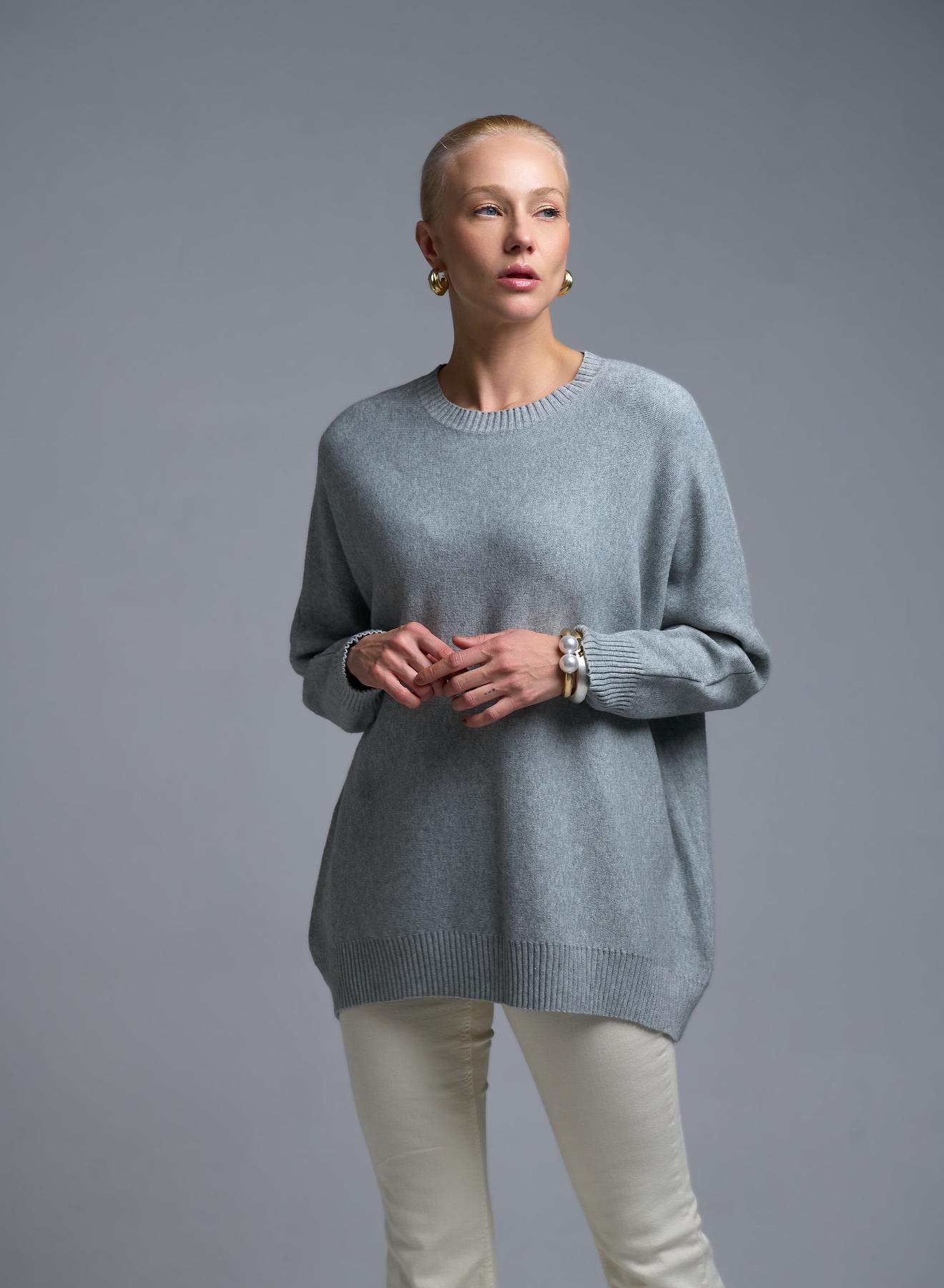 Γκρι Πουλόβερ σε χαλαρή γραμμή Valentina Milano - 1
