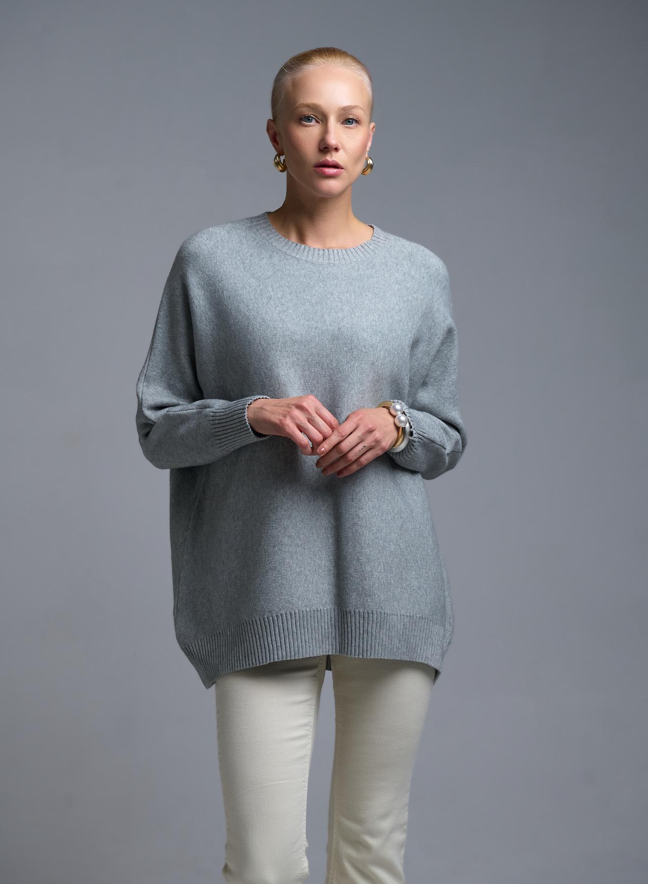 Γκρι Πουλόβερ σε χαλαρή γραμμή Valentina Milano - 2