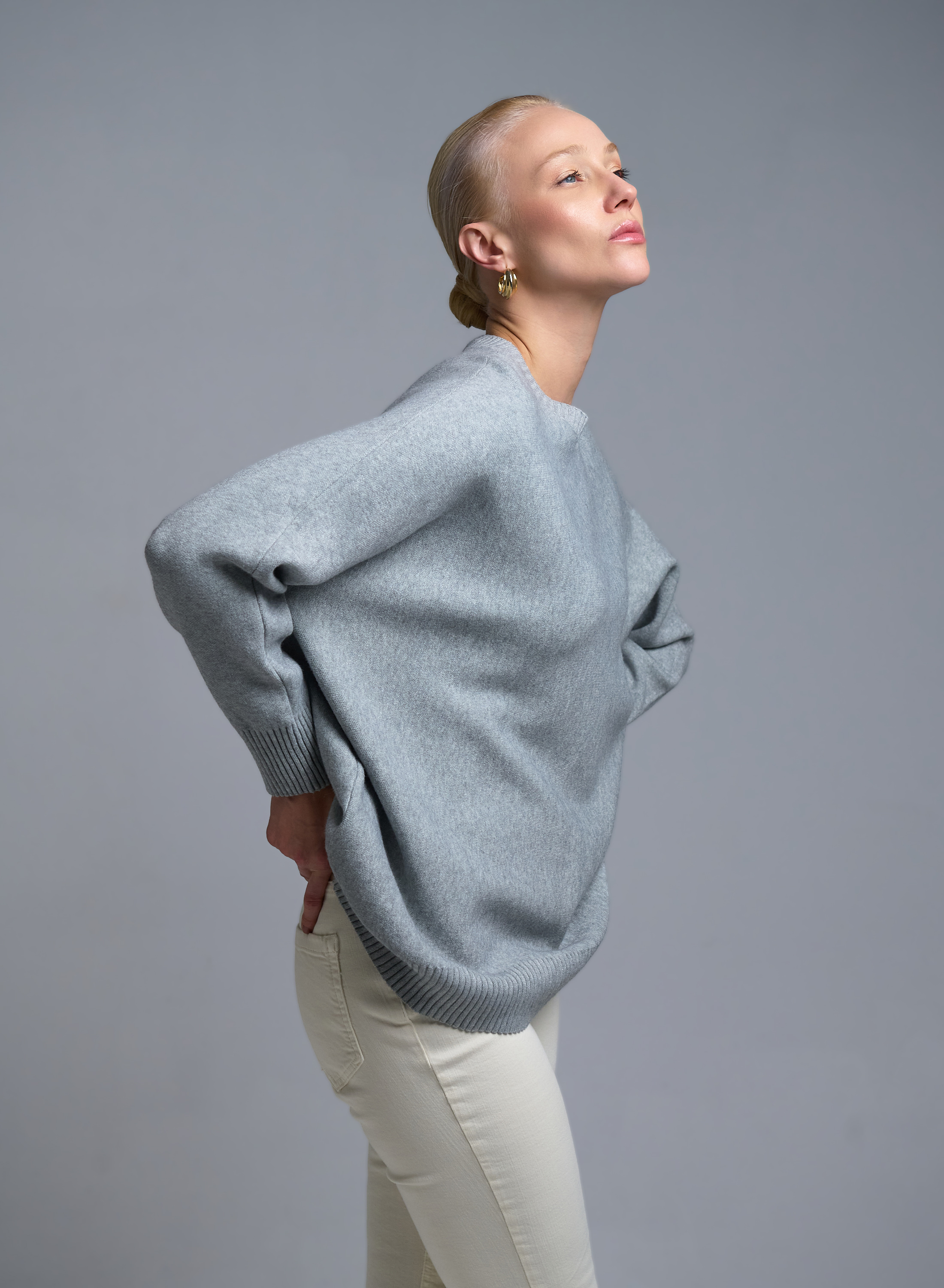 Γκρι Πουλόβερ σε χαλαρή γραμμή Valentina Milano - 2