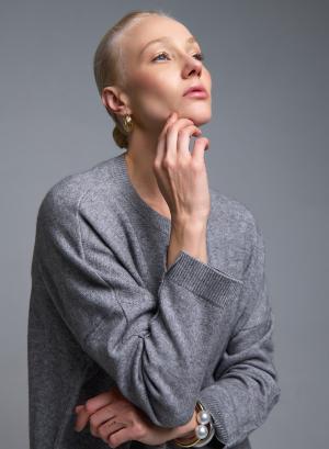 Γκρι Πουλόβερ με στρογγυλή λαιμόκοψη Valentina Milano - 53578