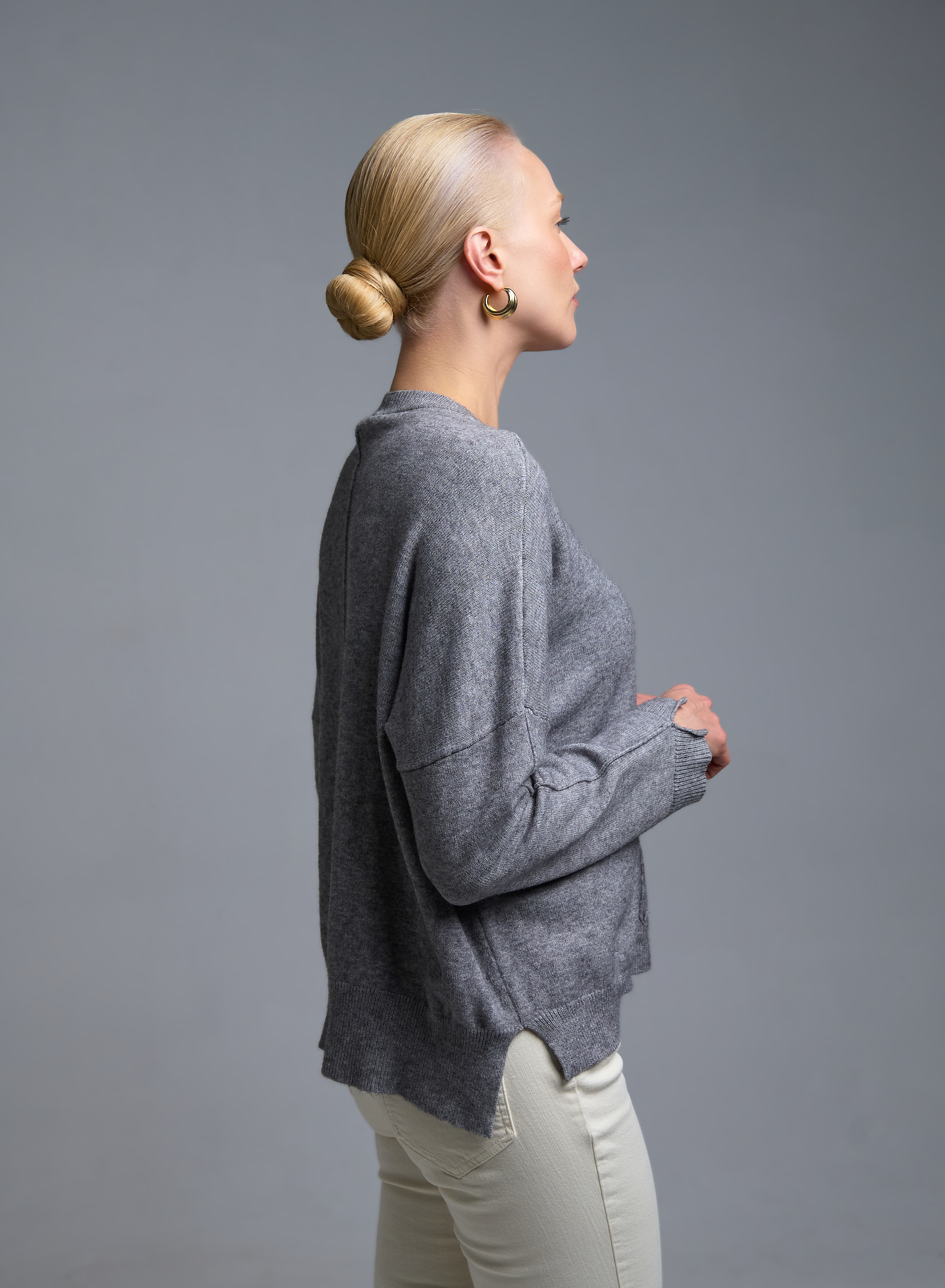 Γκρι Πουλόβερ με στρογγυλή λαιμόκοψη Valentina Milano - 2