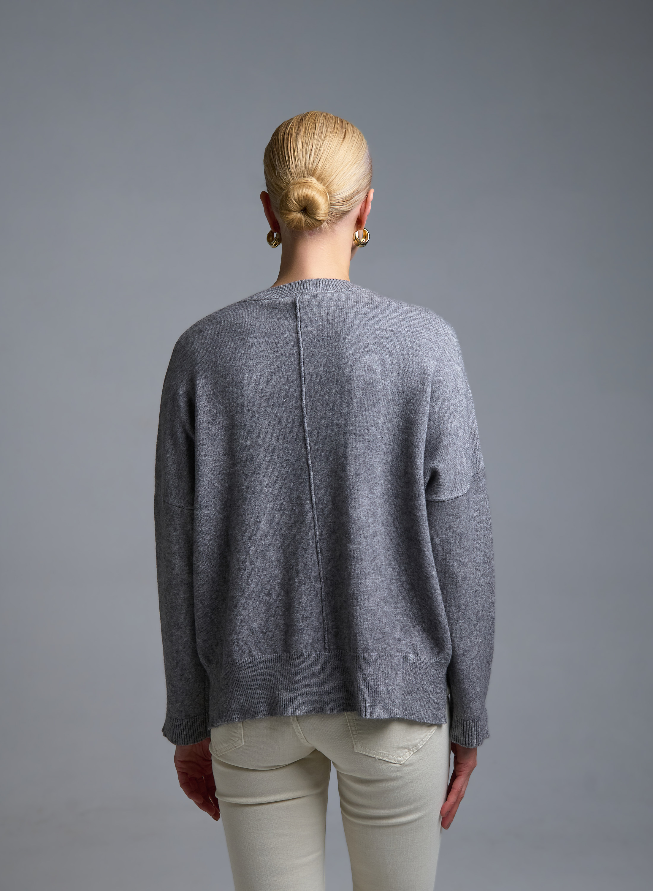 Γκρι Πουλόβερ με στρογγυλή λαιμόκοψη Valentina Milano - 3