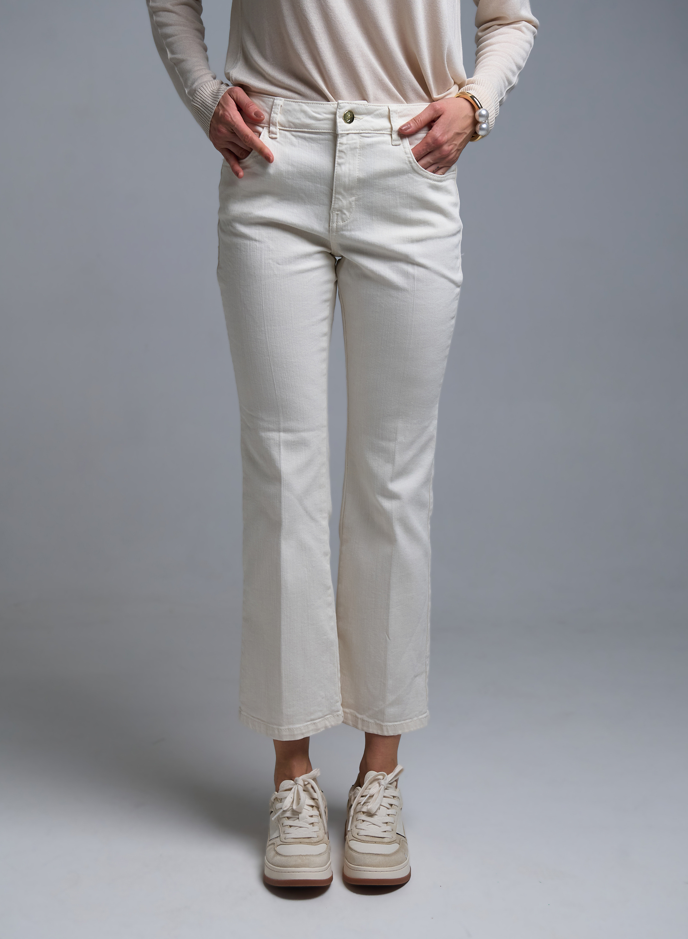 Ecru Trousers with a slight flare Emme Marella - 2