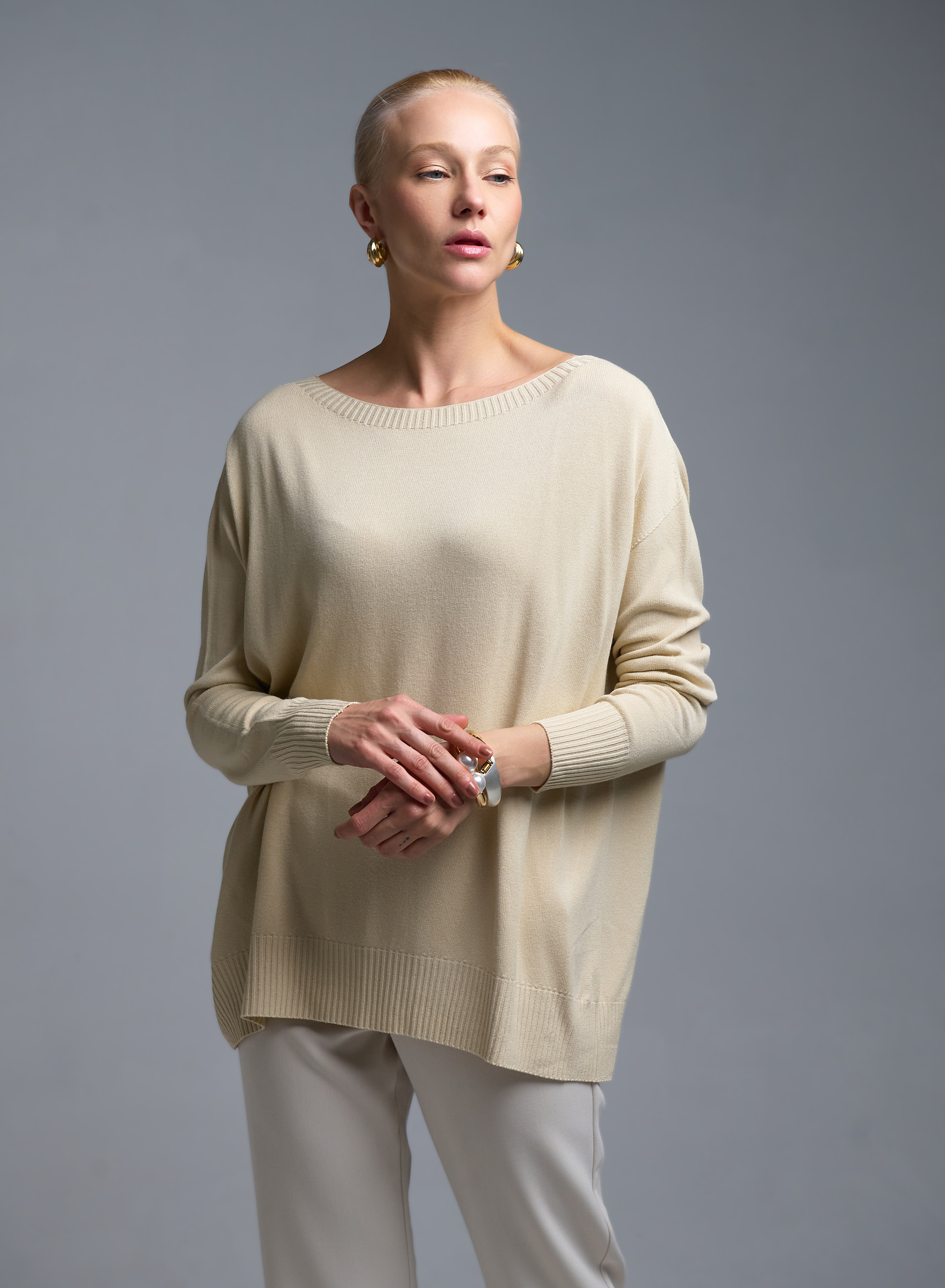 Βανίλια πλεκτή Μπλούζα Kontatto - 0