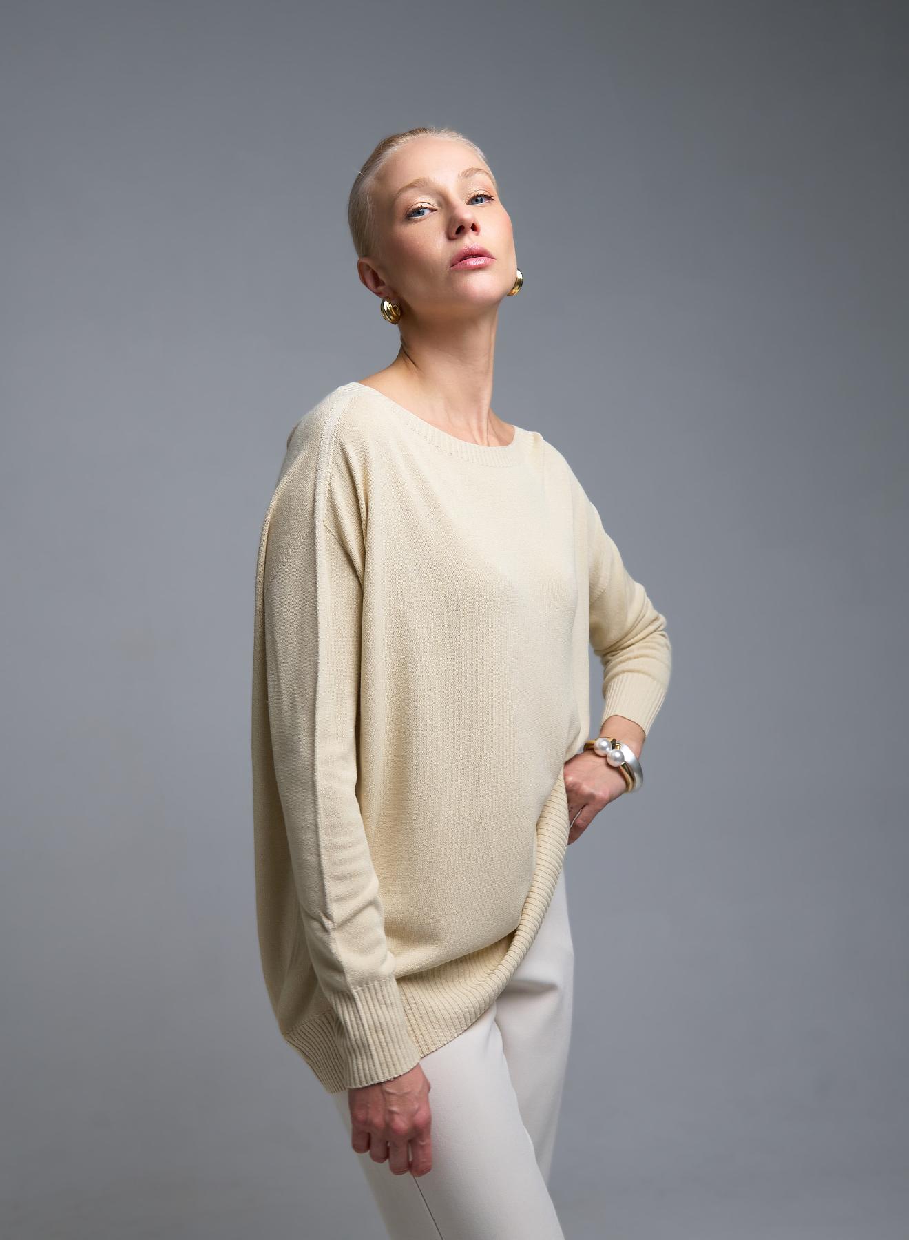 Βανίλια πλεκτή Μπλούζα Kontatto - 4