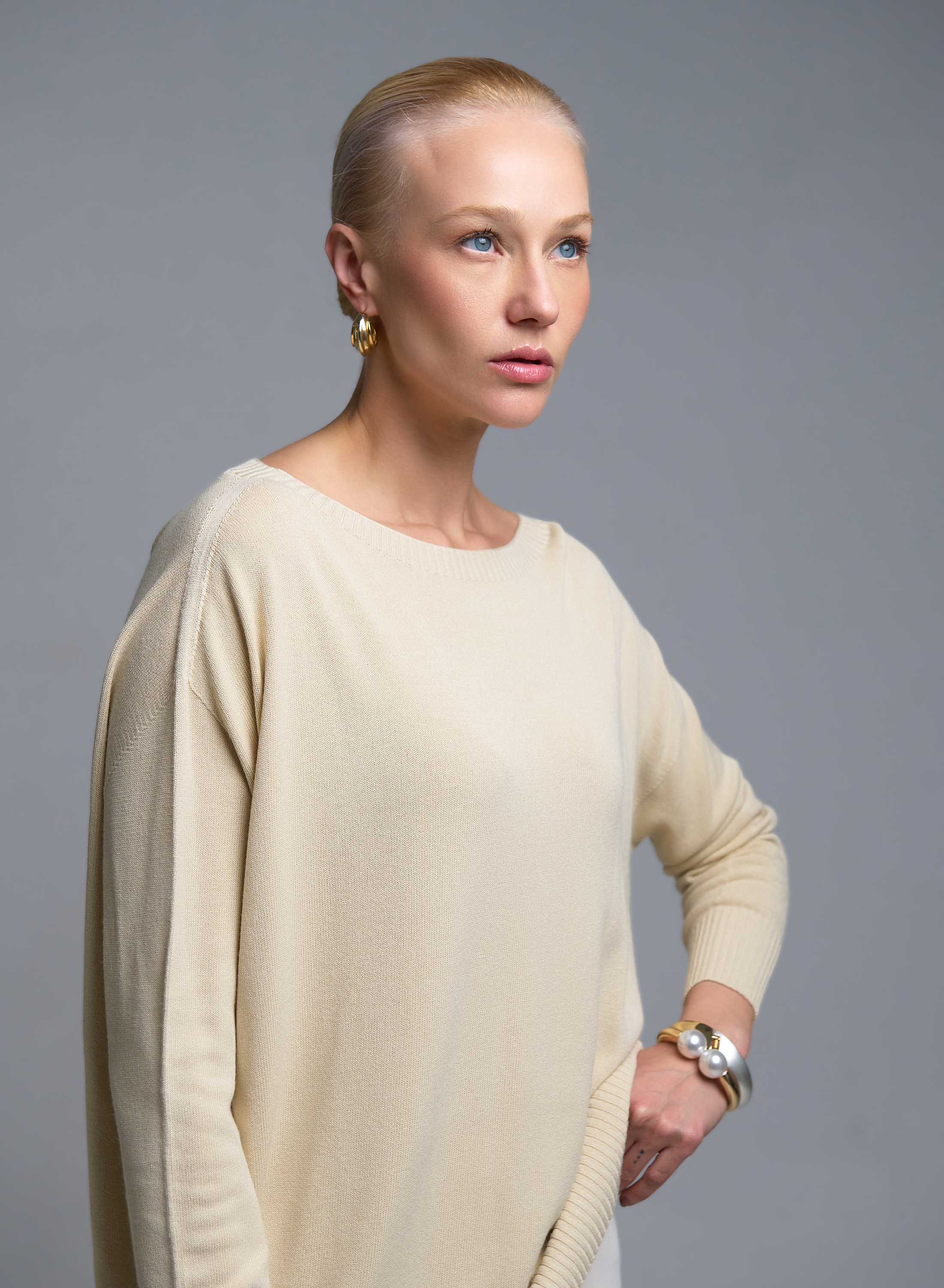 Βανίλια πλεκτή Μπλούζα Kontatto - 4