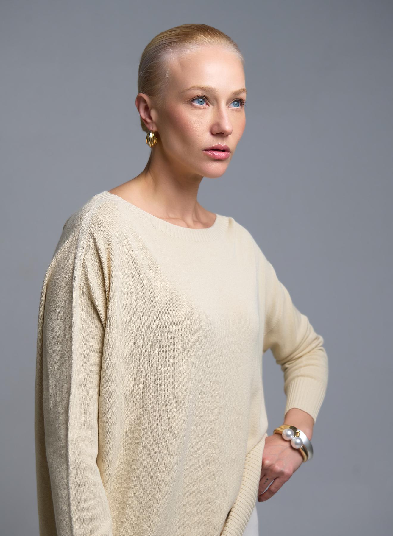 Βανίλια πλεκτή Μπλούζα Kontatto - 5