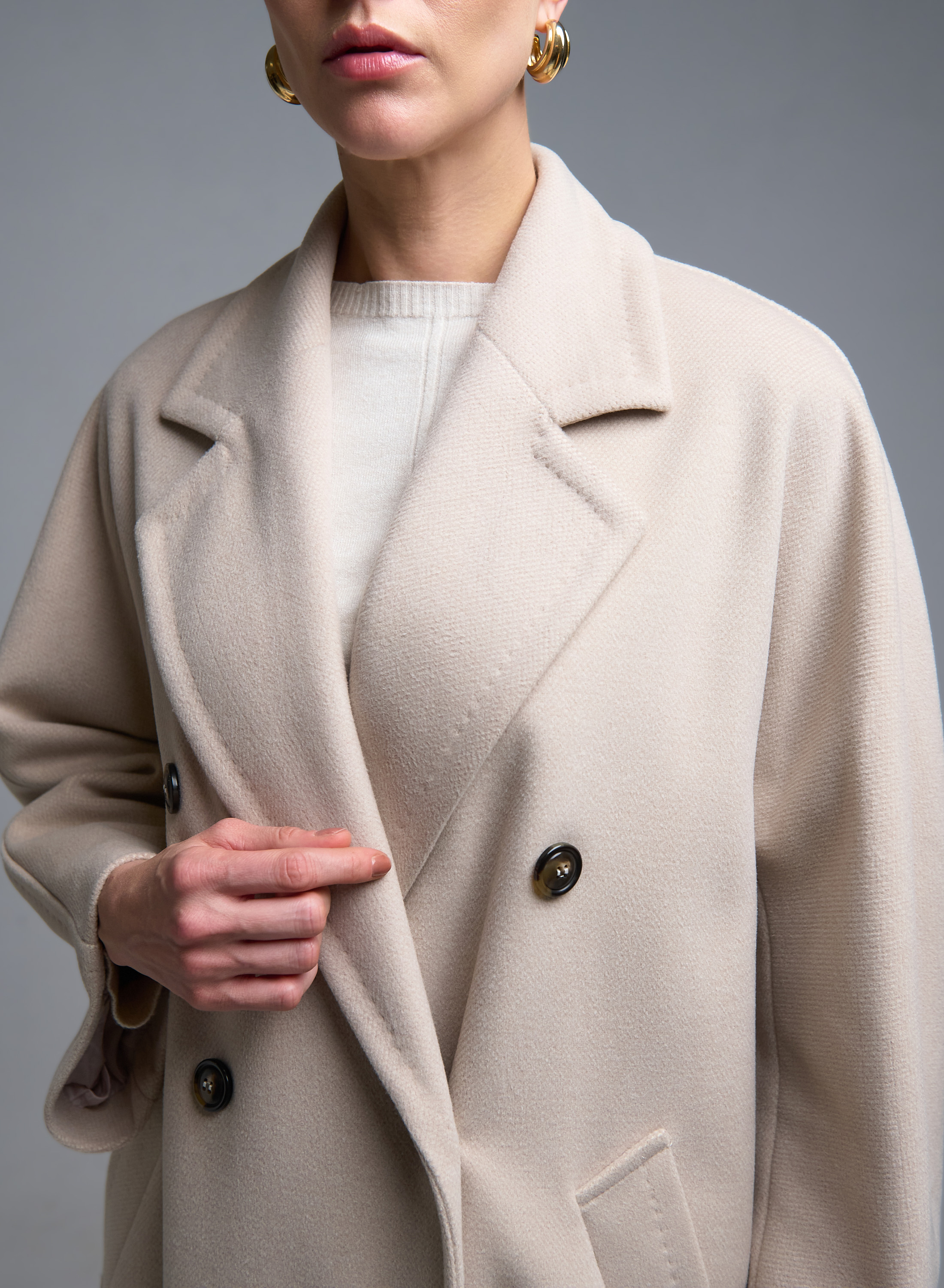 Ecrou double breasted Coat Tensione In - 5