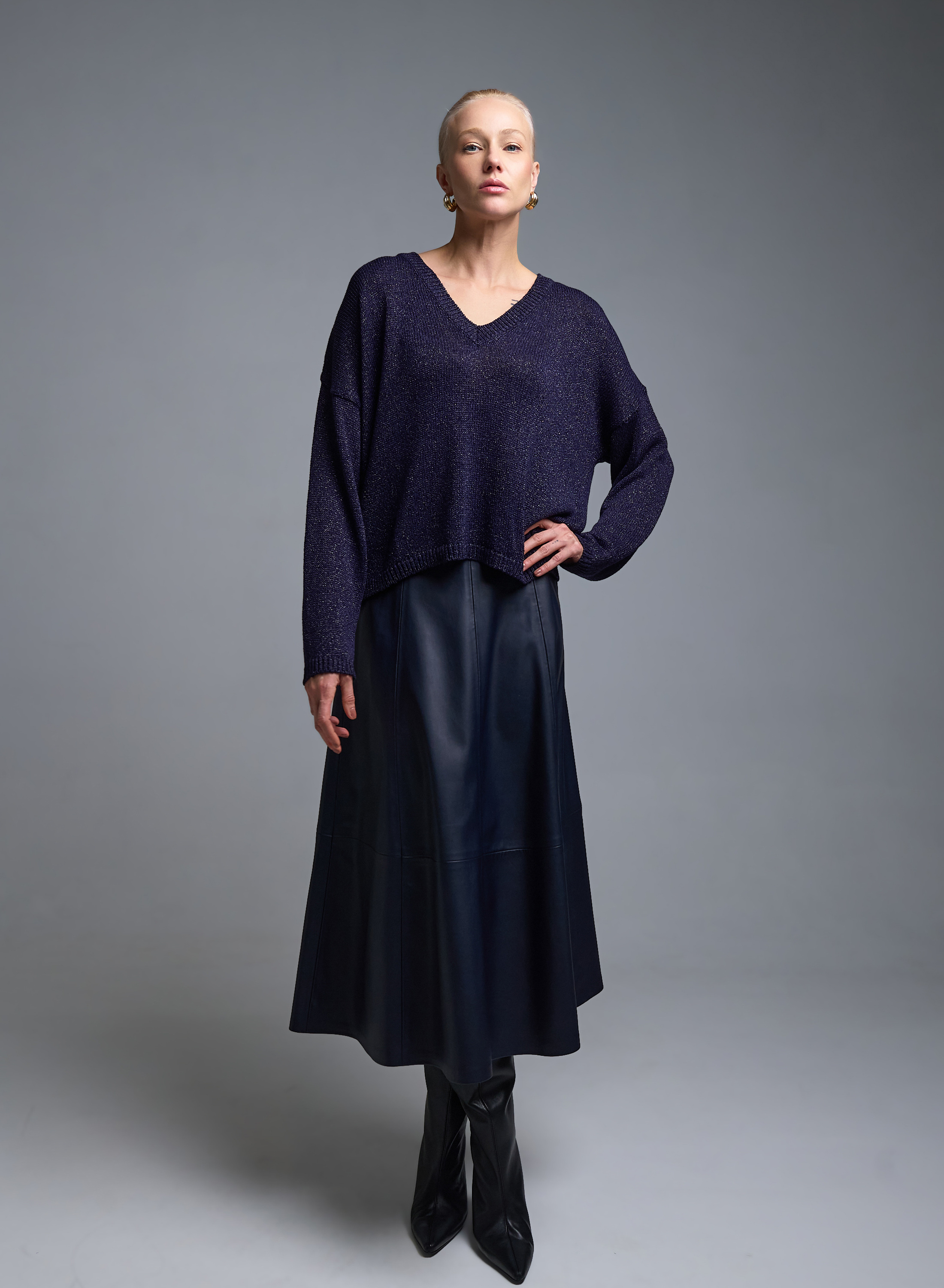 Μπλε Φούστα από οικολογικό δέρμα Milla - 1