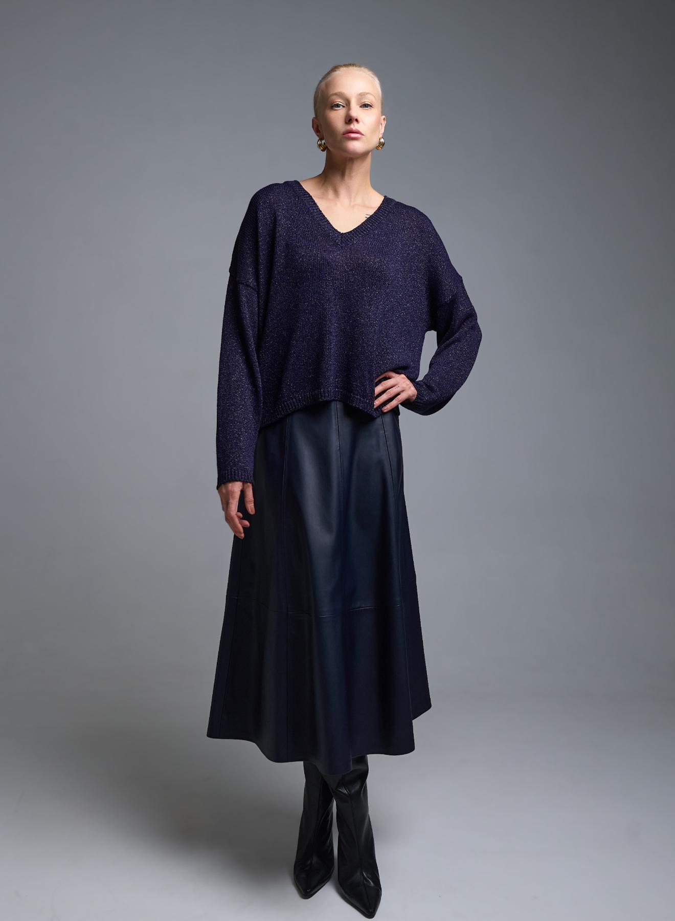 Μπλε Φούστα από οικολογικό δέρμα Milla - 2