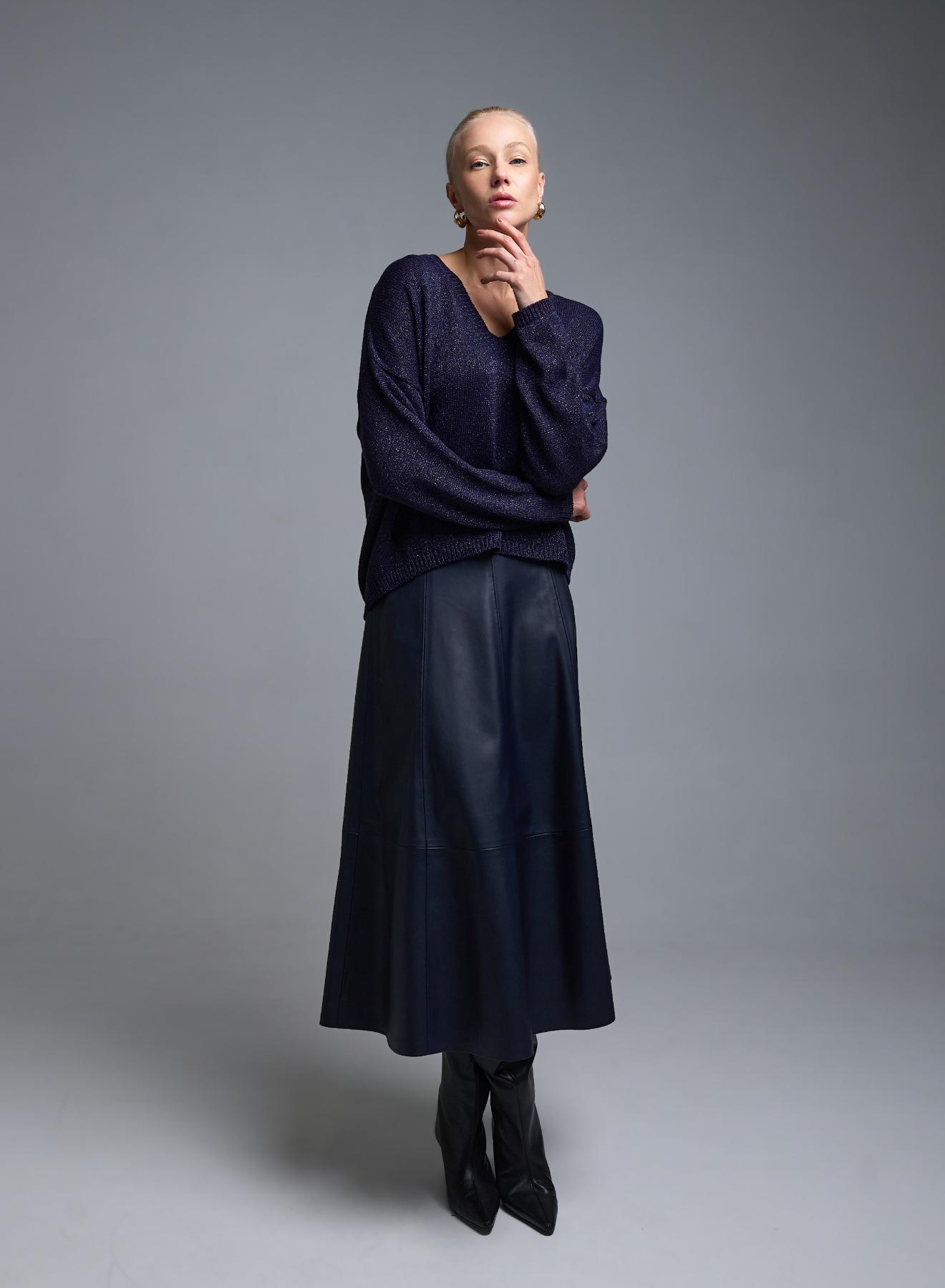 Μπλε Φούστα από οικολογικό δέρμα Milla - 1