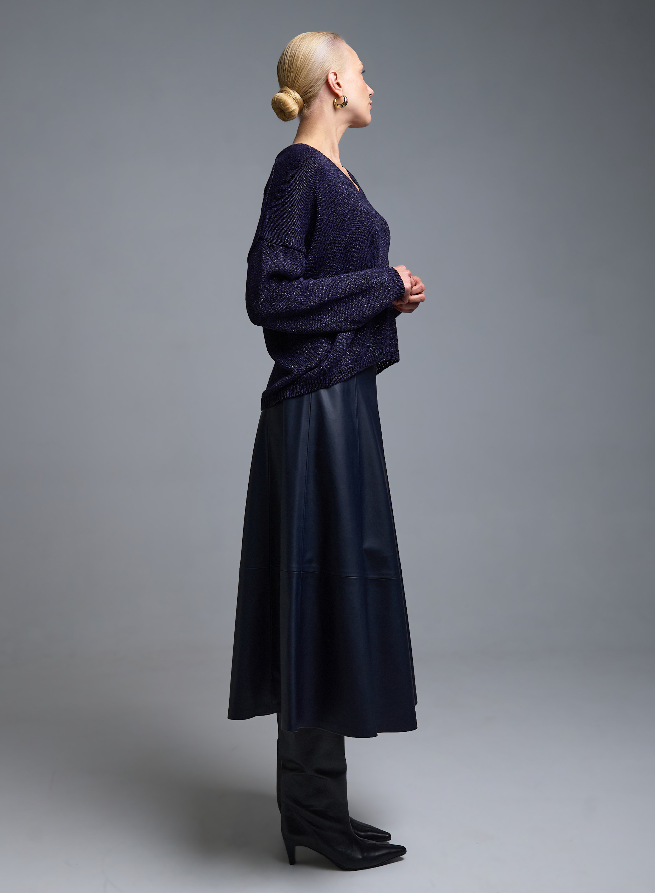 Μπλε Φούστα από οικολογικό δέρμα Milla - 2