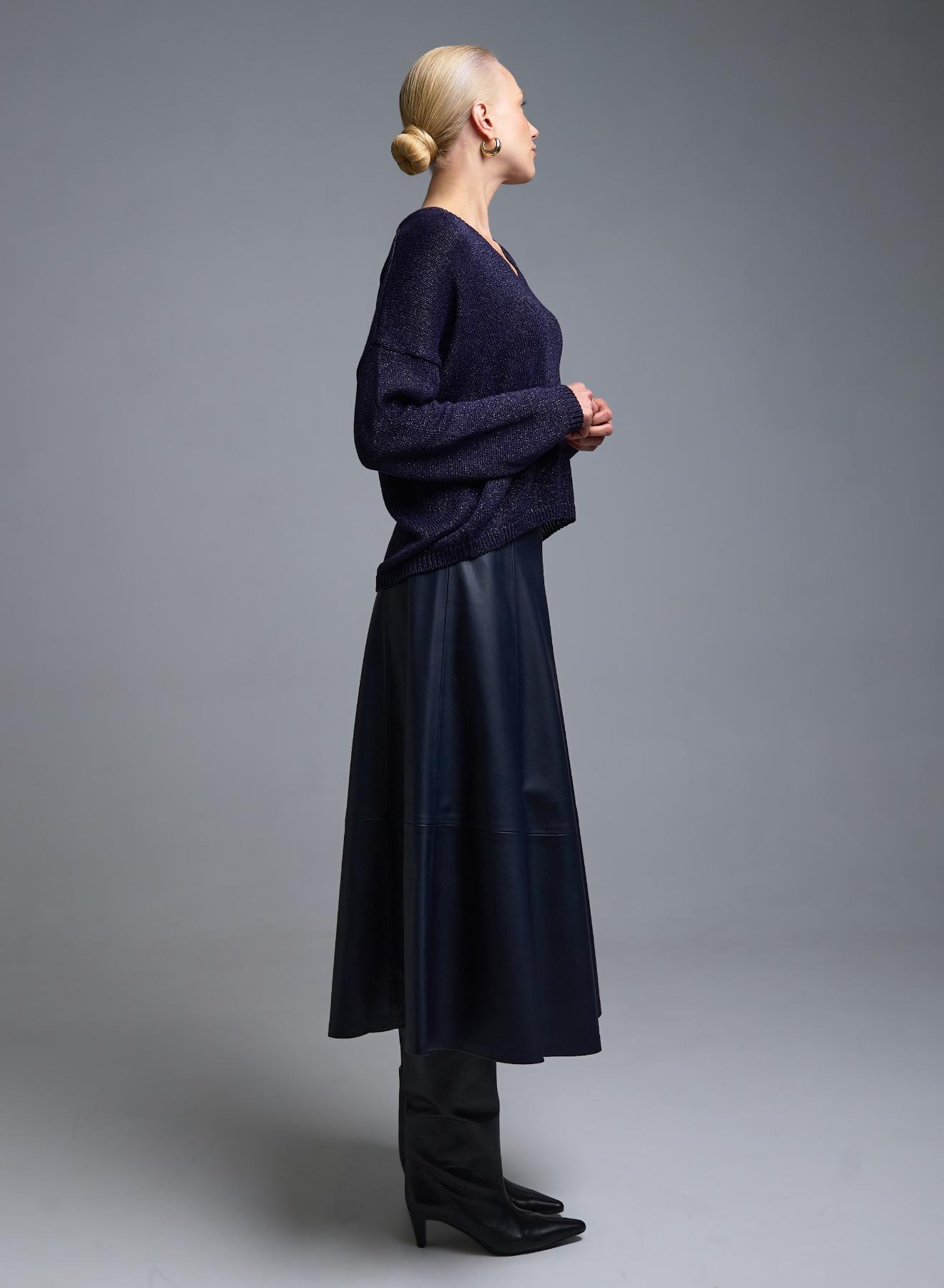 Μπλε Φούστα από οικολογικό δέρμα Milla - 3