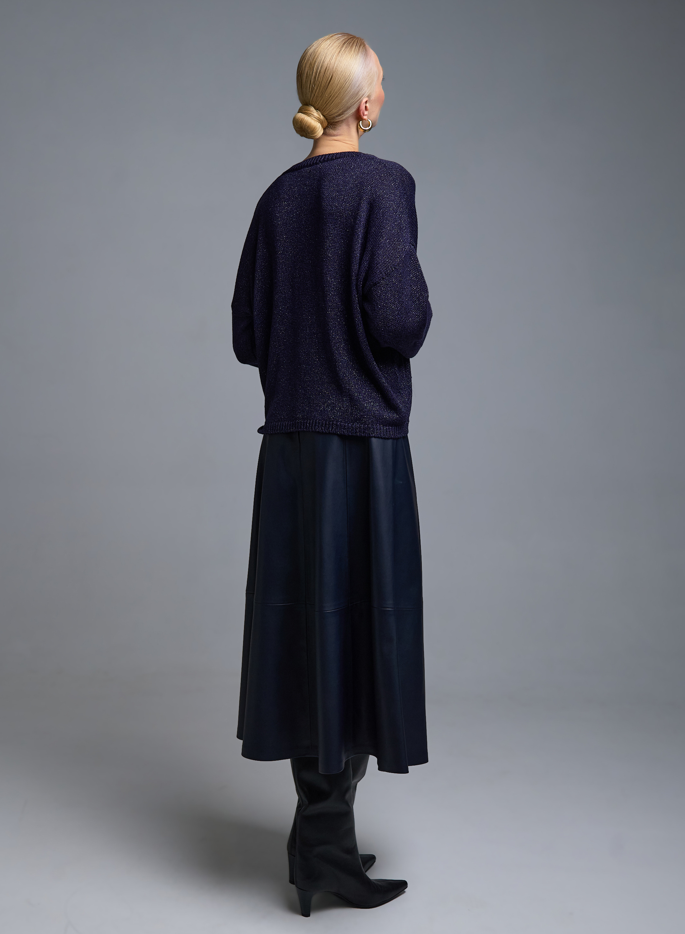 Μπλε Φούστα από οικολογικό δέρμα Milla - 3