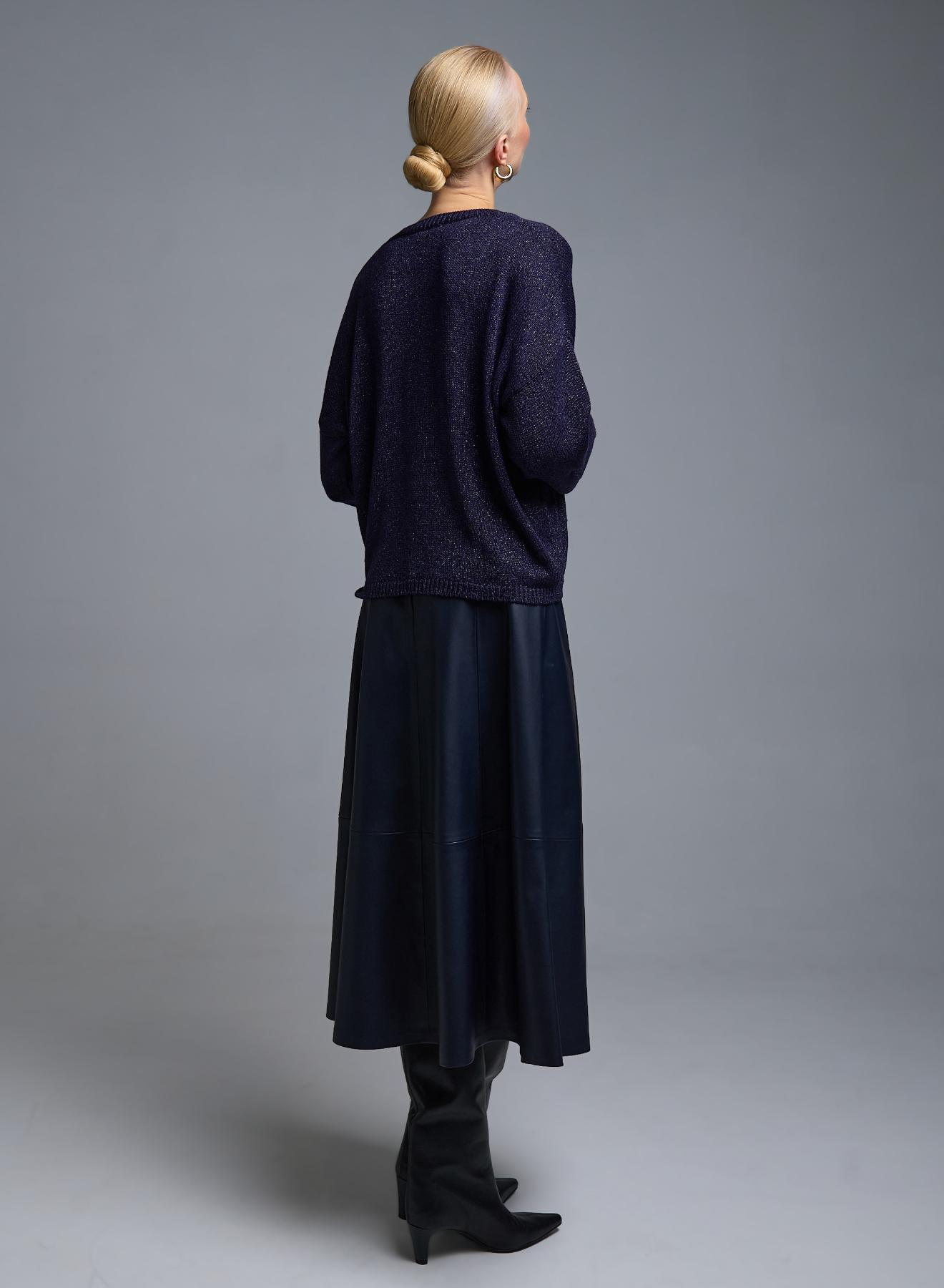 Μπλε Φούστα από οικολογικό δέρμα Milla - 4