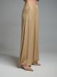 Μπεζ wide legs Παντελόνι με λάστιχο πίσω στη μέση Eco-5